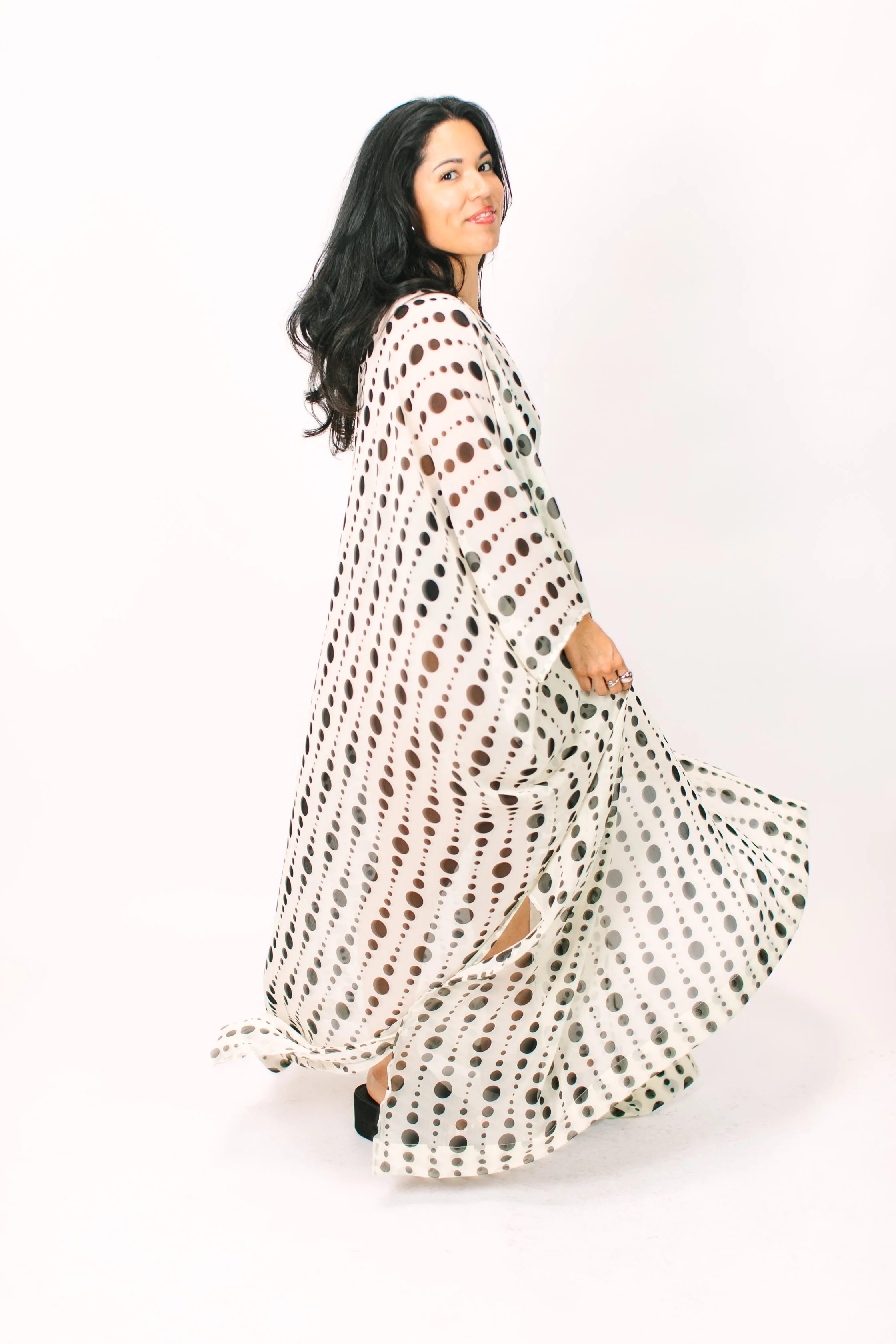 Polka Dot Sheer Long Caftan - Image 8