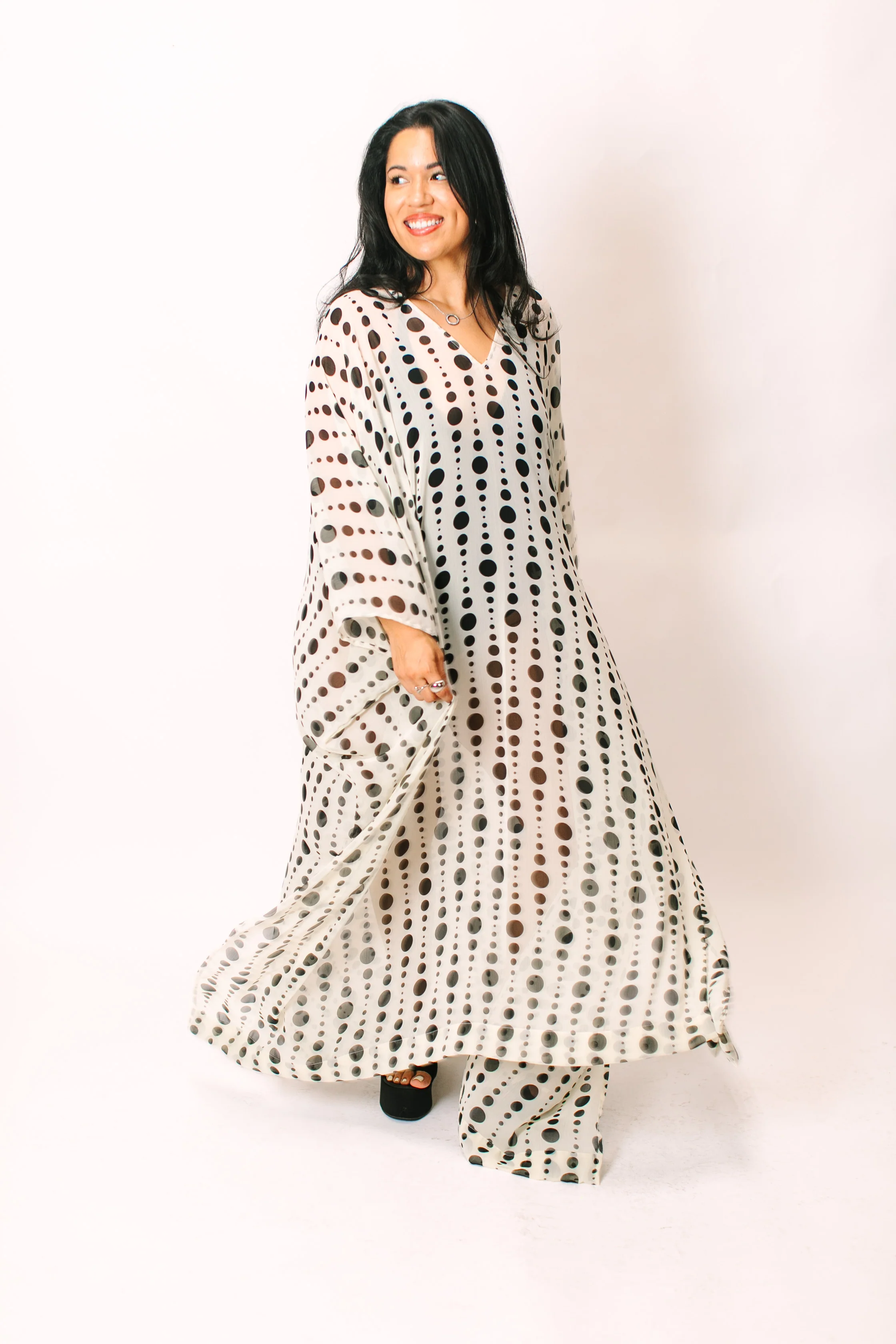 Polka Dot Sheer Long Caftan - Image 9