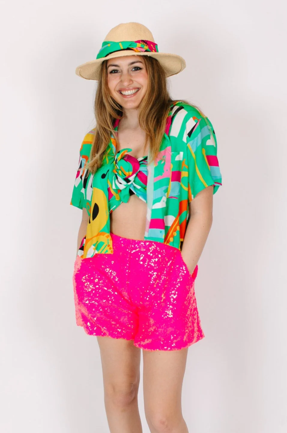 Pink Sequin Shorts