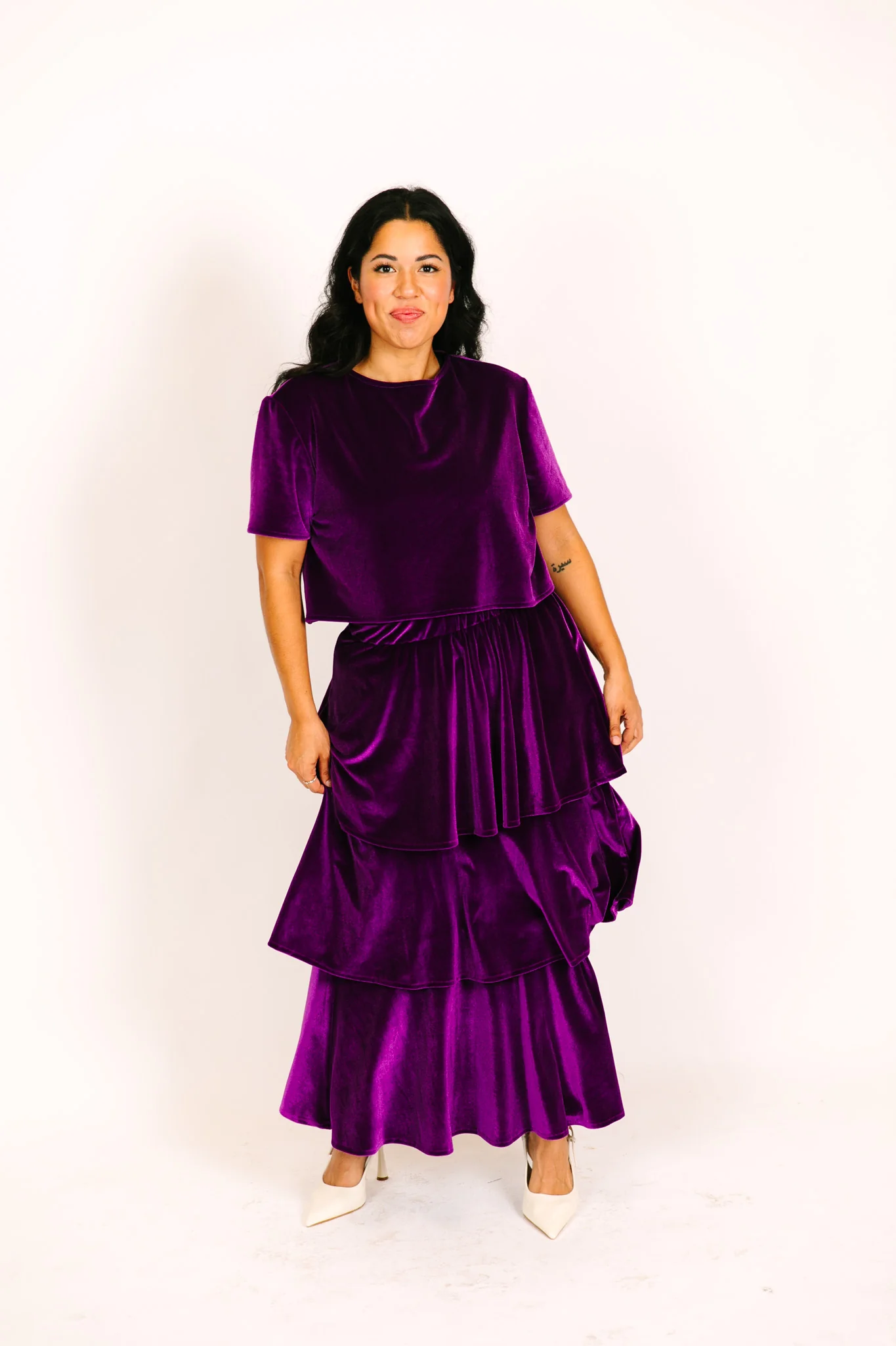 Purple 3-Tiered Velvet Skirt - Image 10