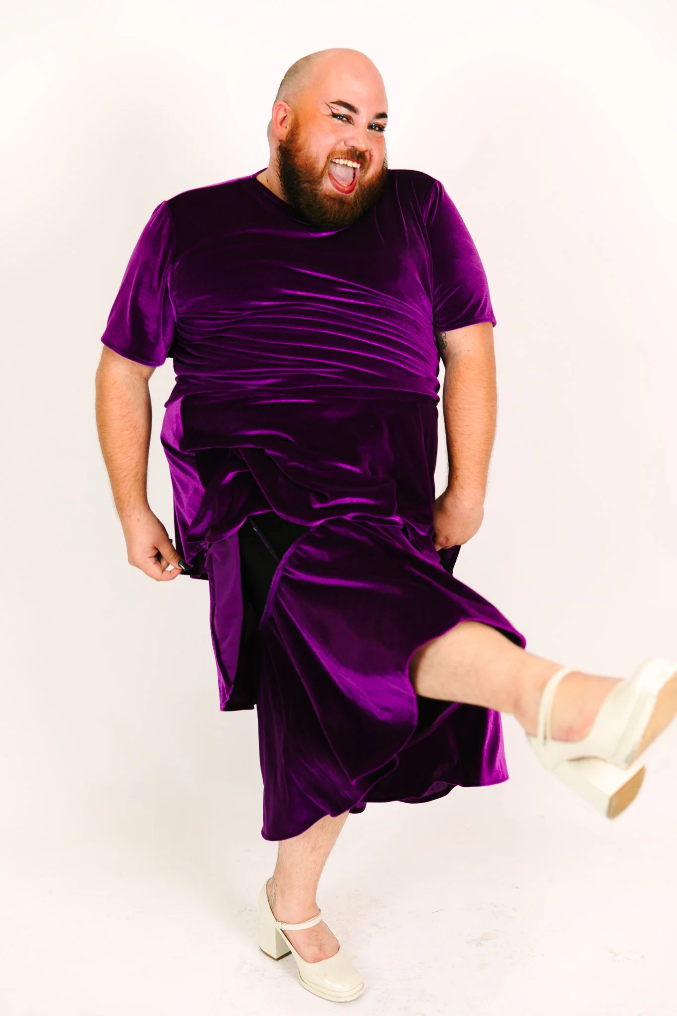Purple 3-Tiered Velvet Skirt - Image 4