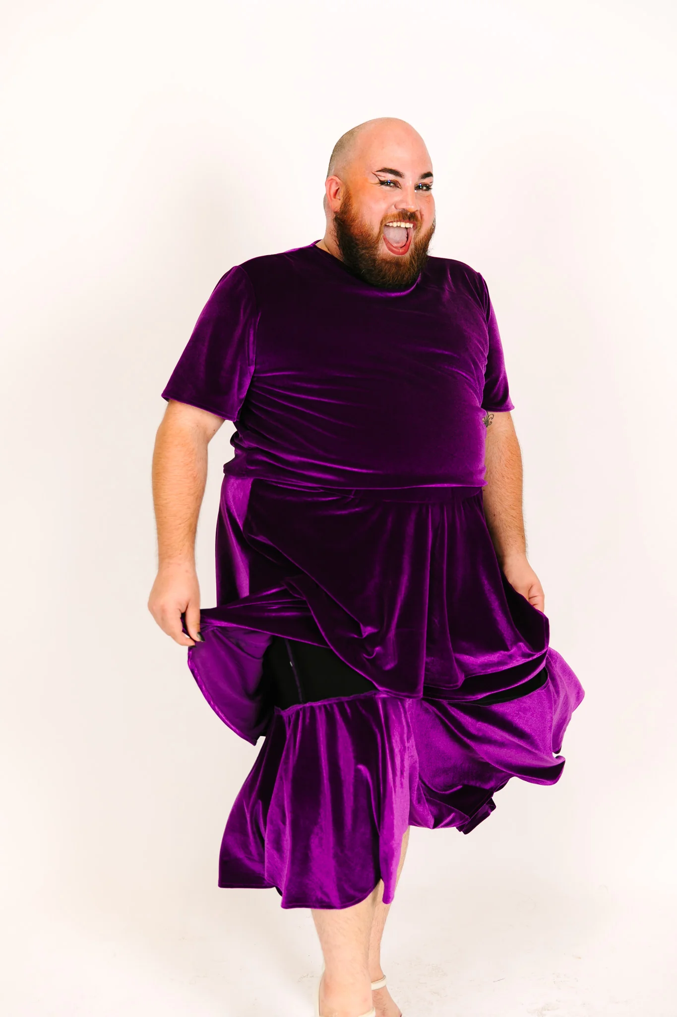 Purple 3-Tiered Velvet Skirt - Image 9