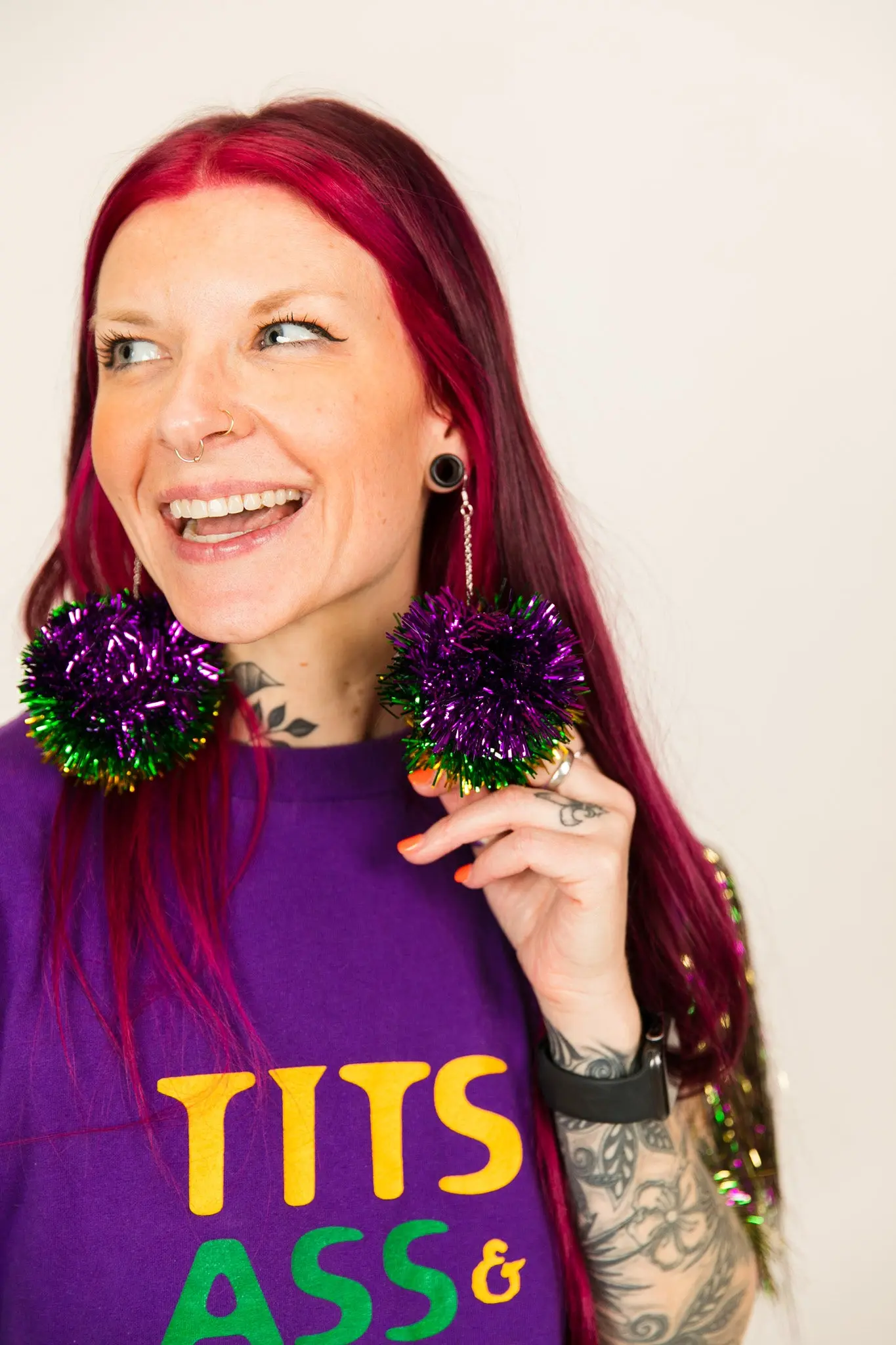 Fat Tuesday Pom Pom Earrings - Image 4