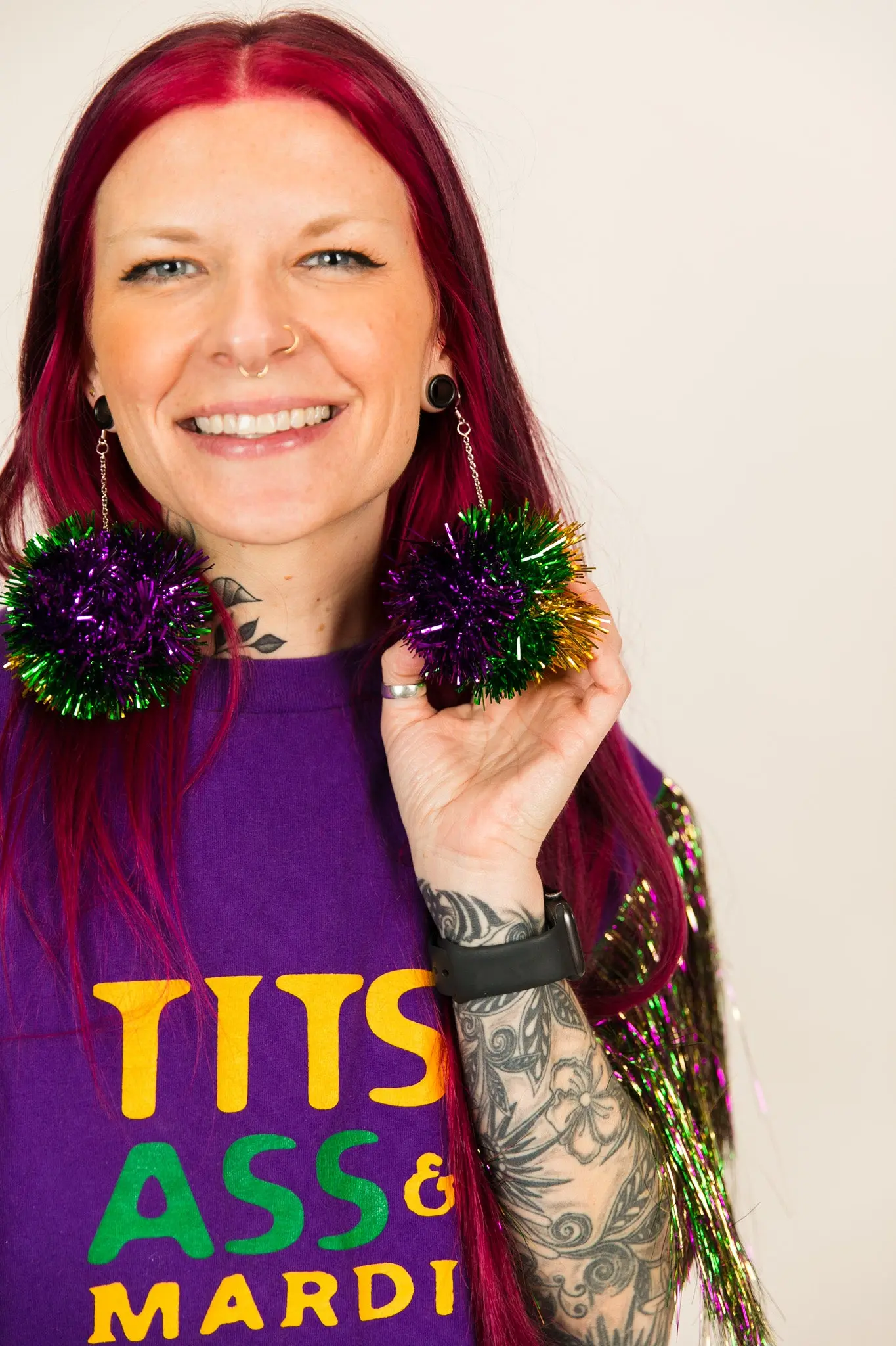 Fat Tuesday Pom Pom Earrings - Image 5