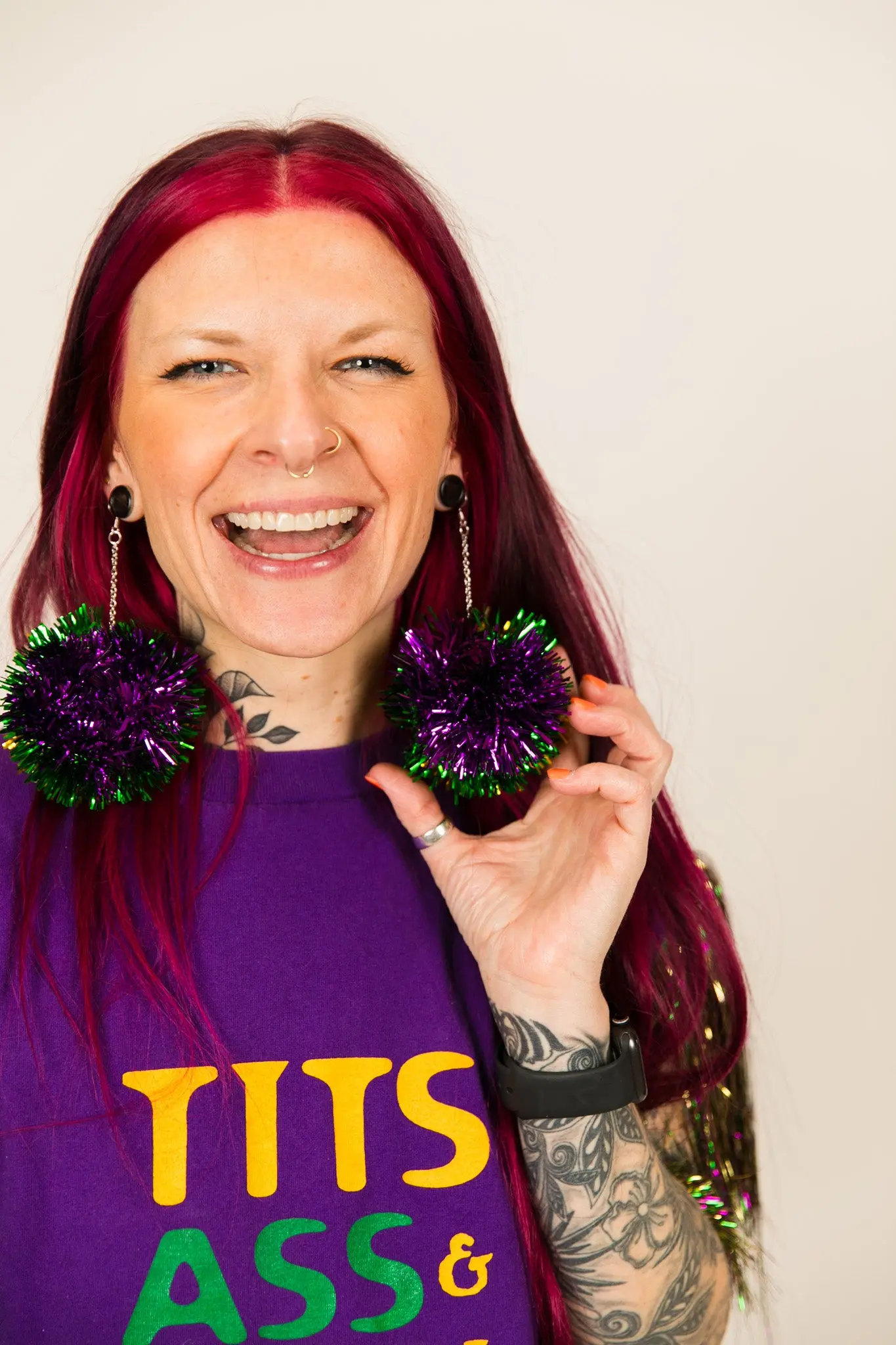 Fat Tuesday Pom Pom Earrings - Image 6