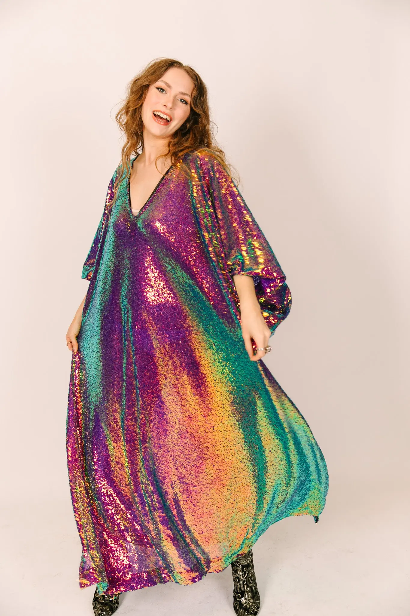 Purple Holographic Sequin Long Caftan - Image 4
