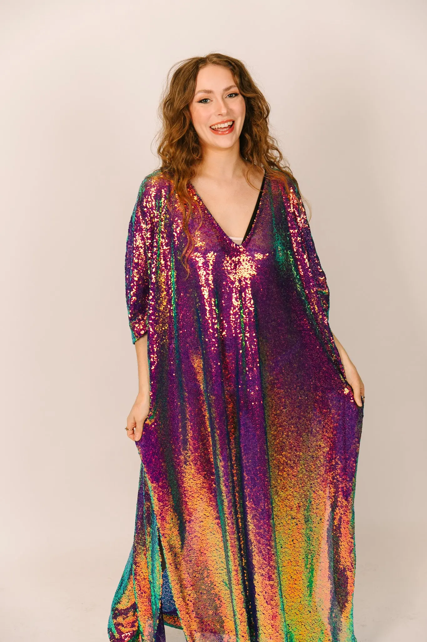 Purple Holographic Sequin Long Caftan - Image 5