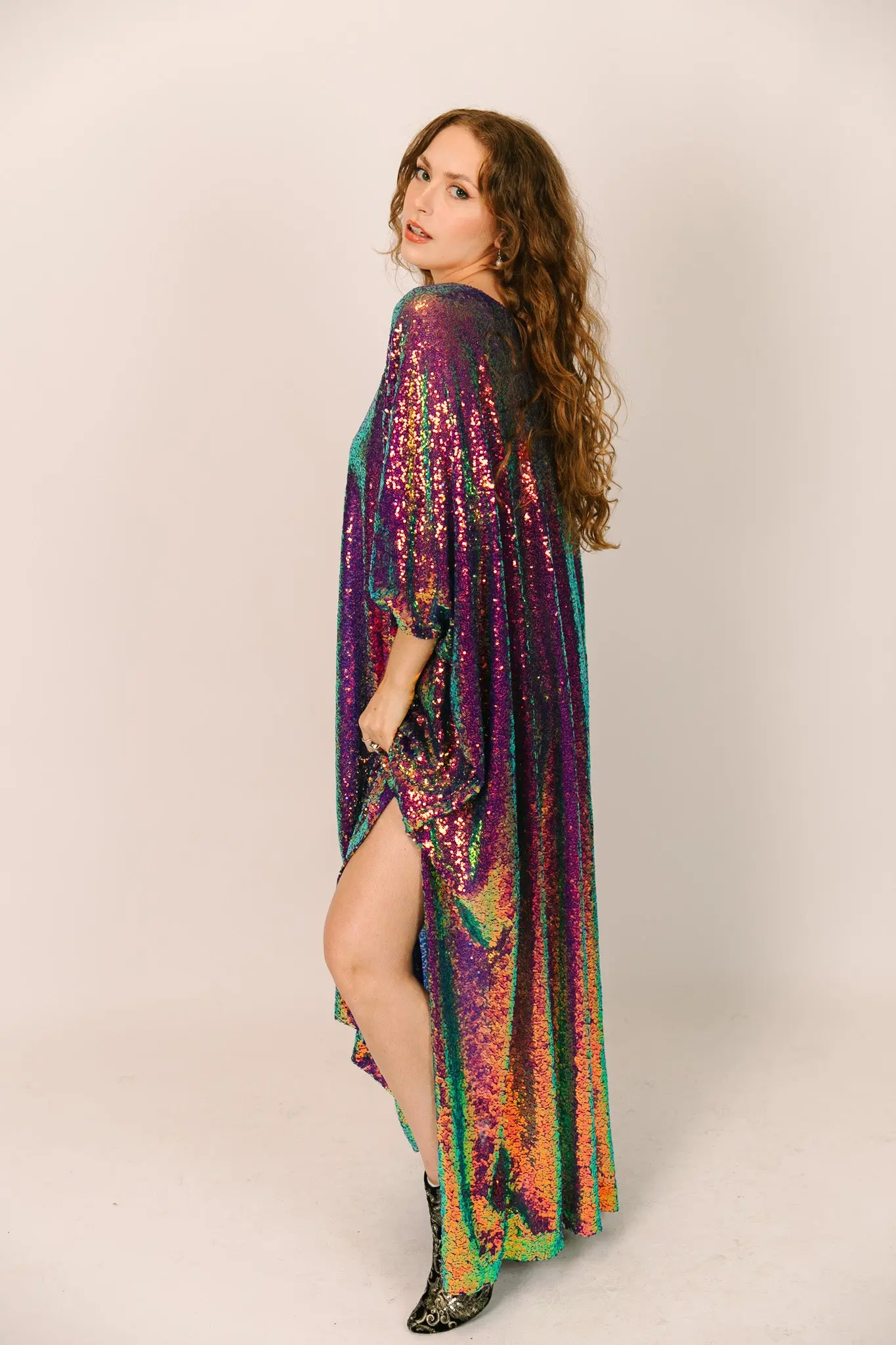 Purple Holographic Sequin Long Caftan - Image 9