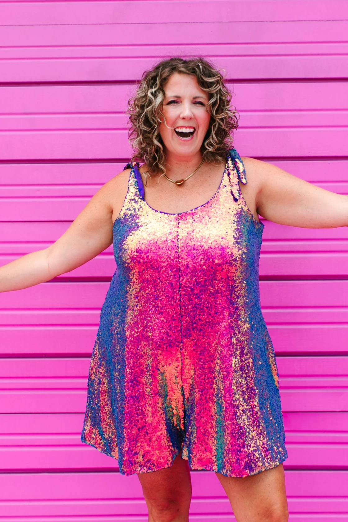 Purple Holographic Sequin Romper - Image 12