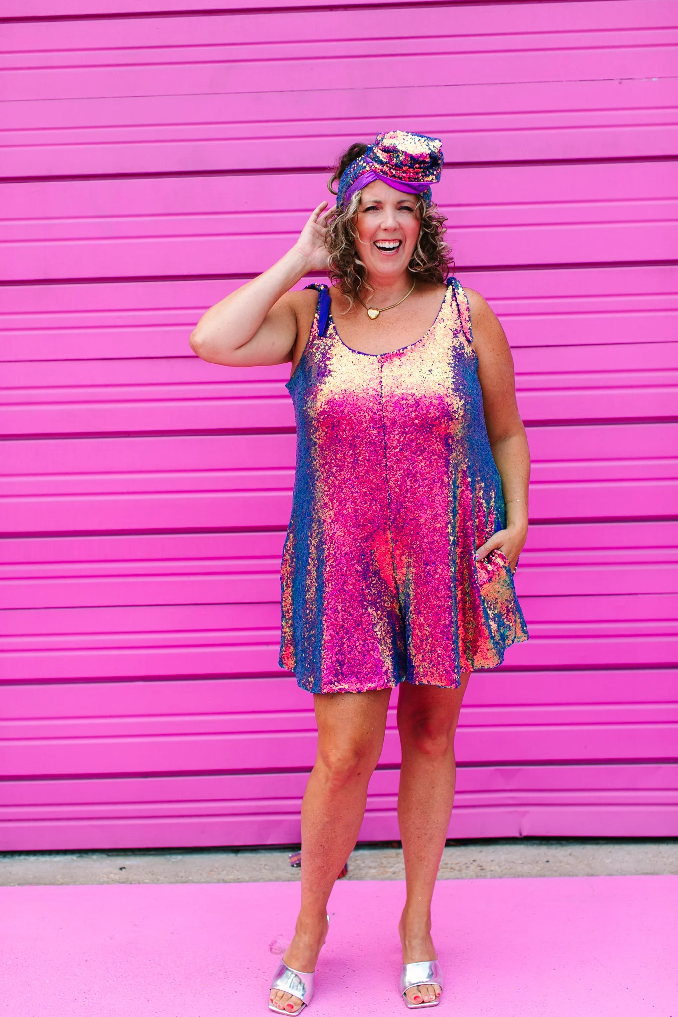 Purple Holographic Sequin Romper - Image 3