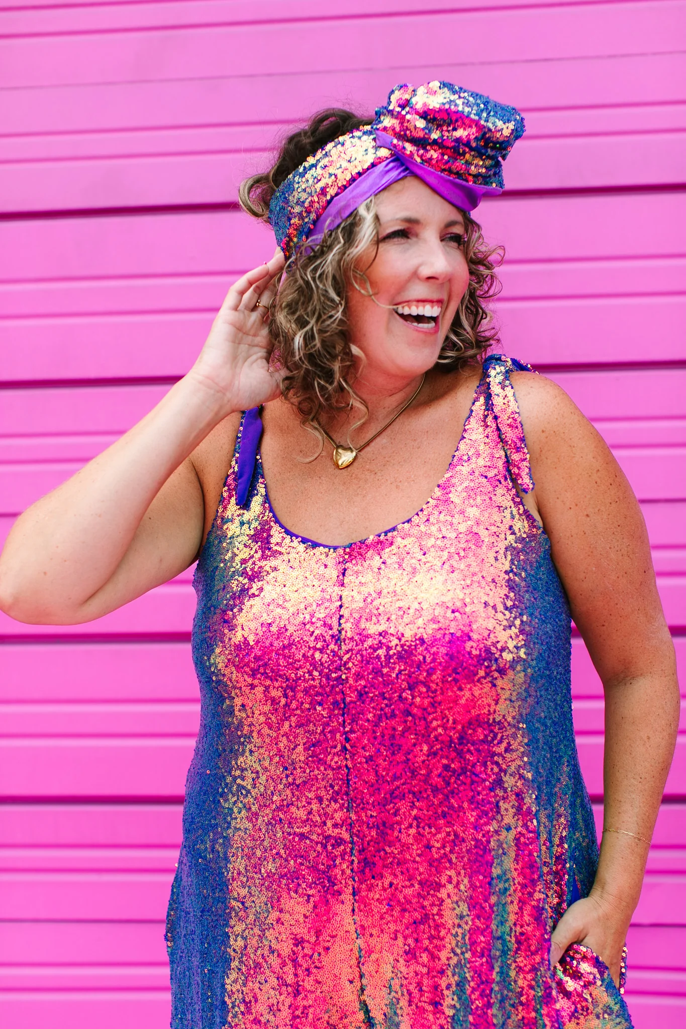 Purple Holographic Sequin Romper - Image 4