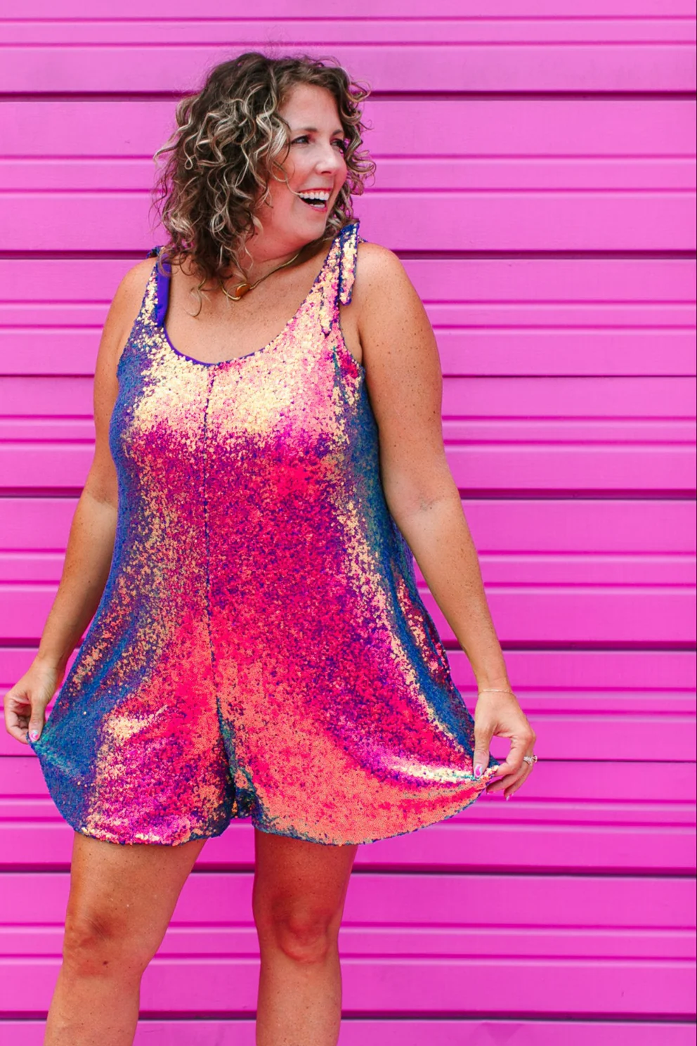 Purple Holographic Sequin Romper - Image 7