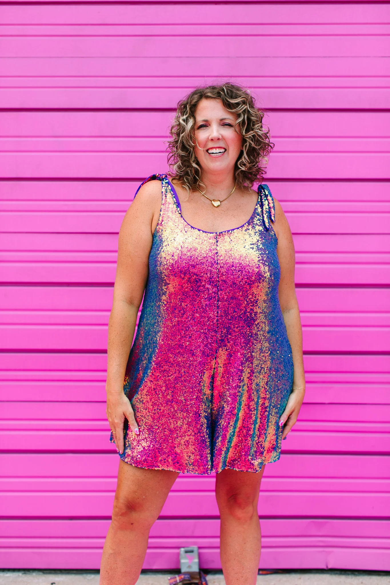 Purple Holographic Sequin Romper - Image 8