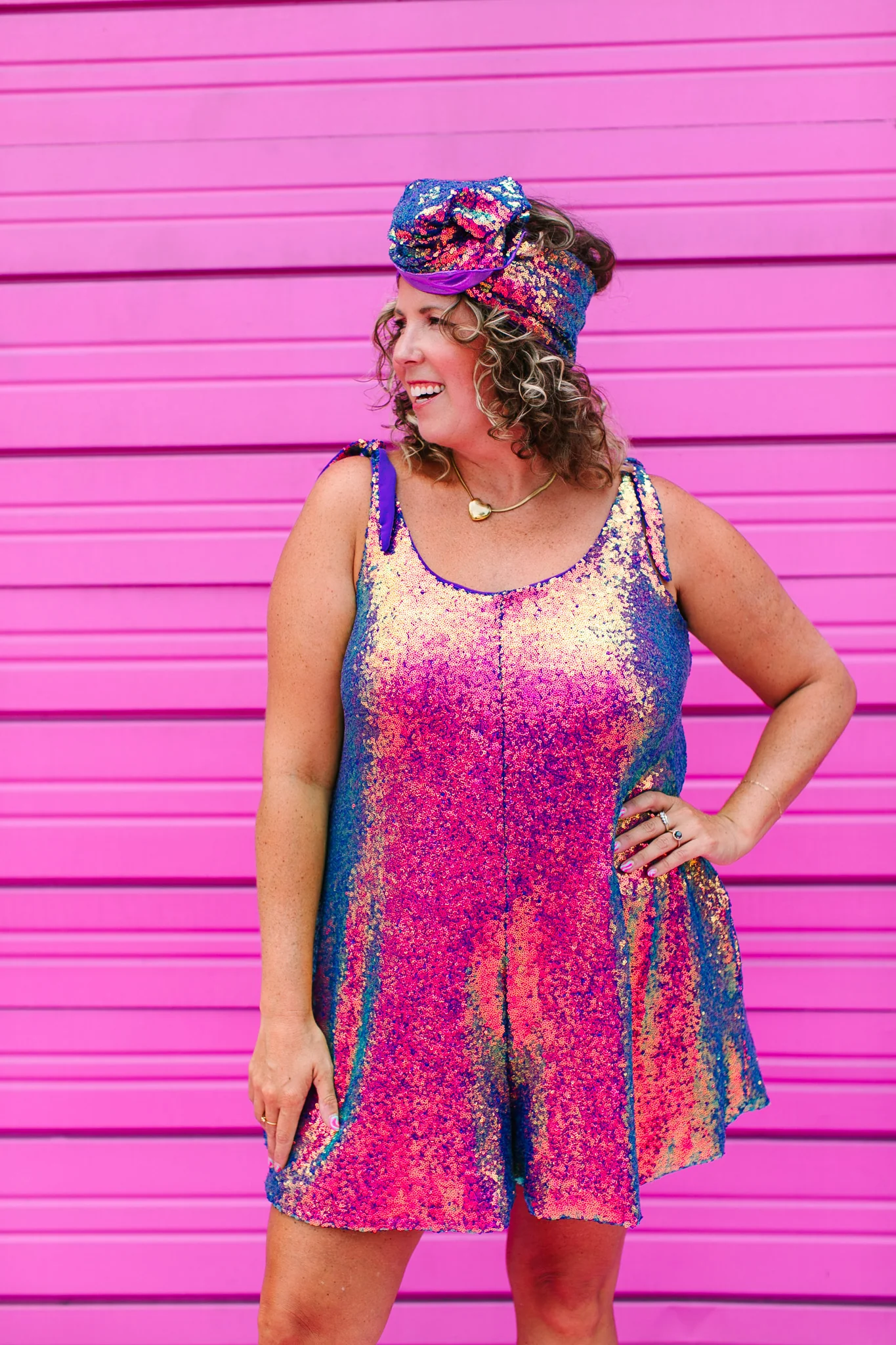 Purple Holographic Sequin Romper - Image 9