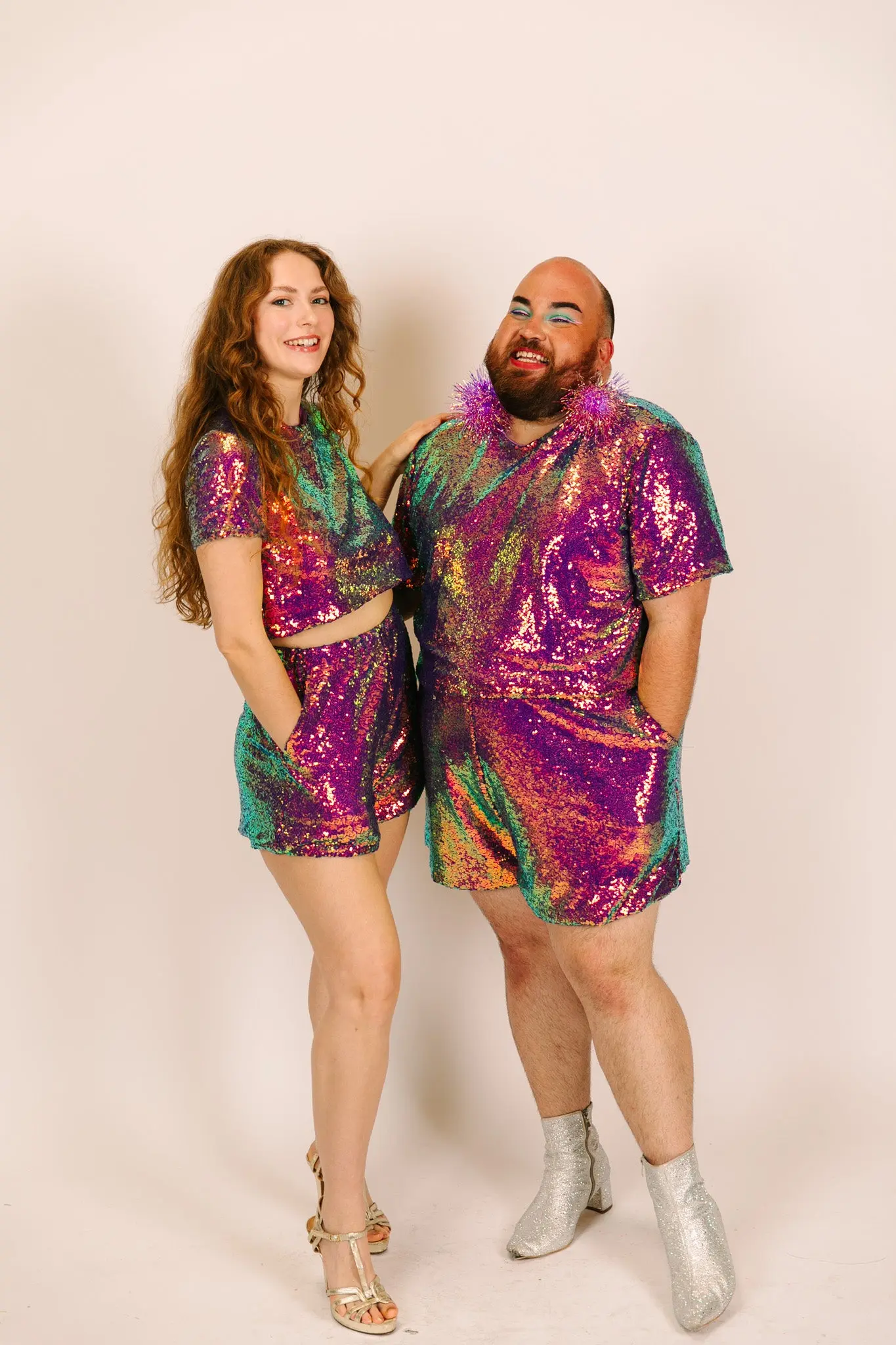 Purple Holographic Sequin Shorts - Image 2