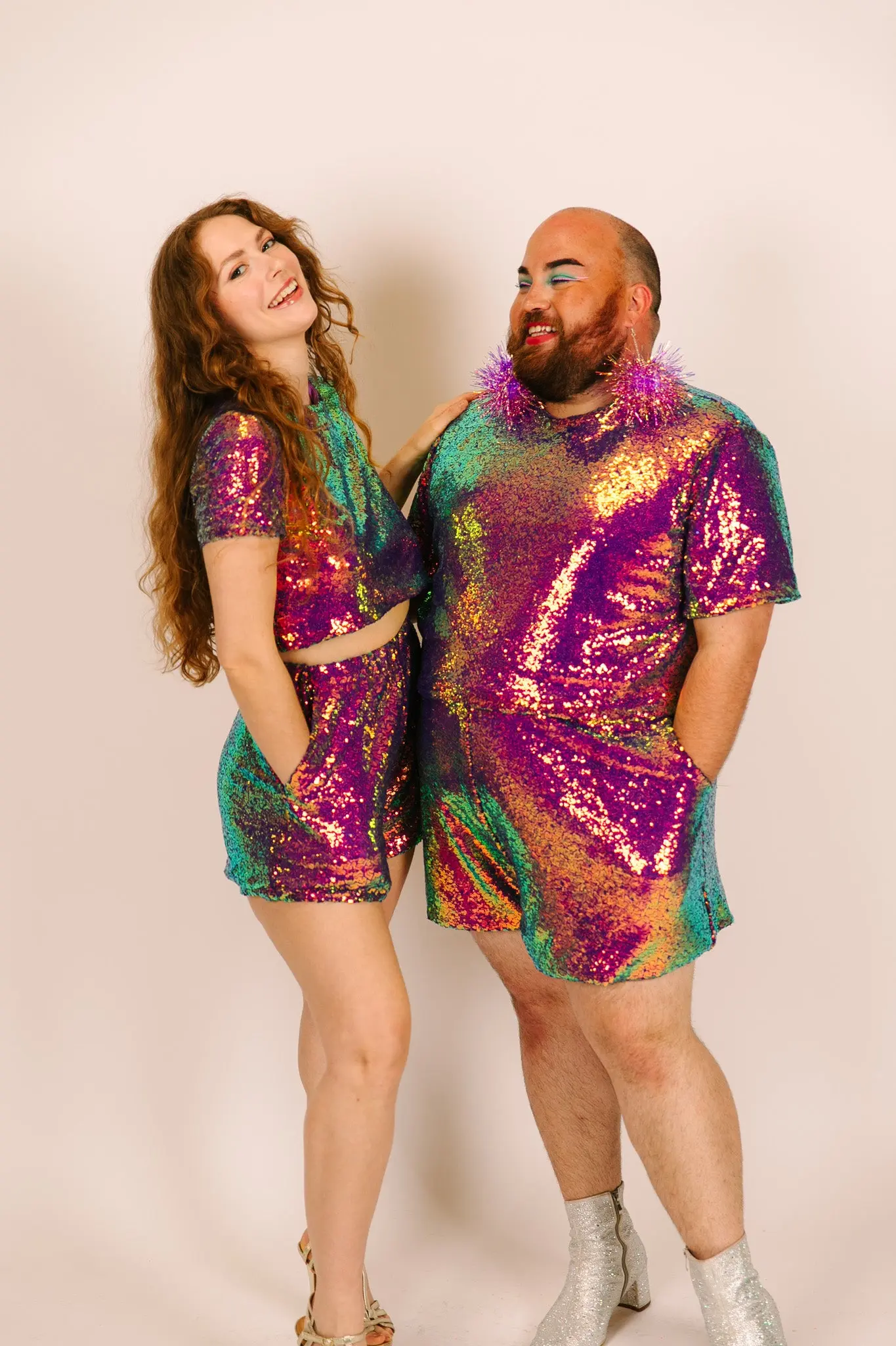 Purple Holographic Sequin Shorts - Image 4