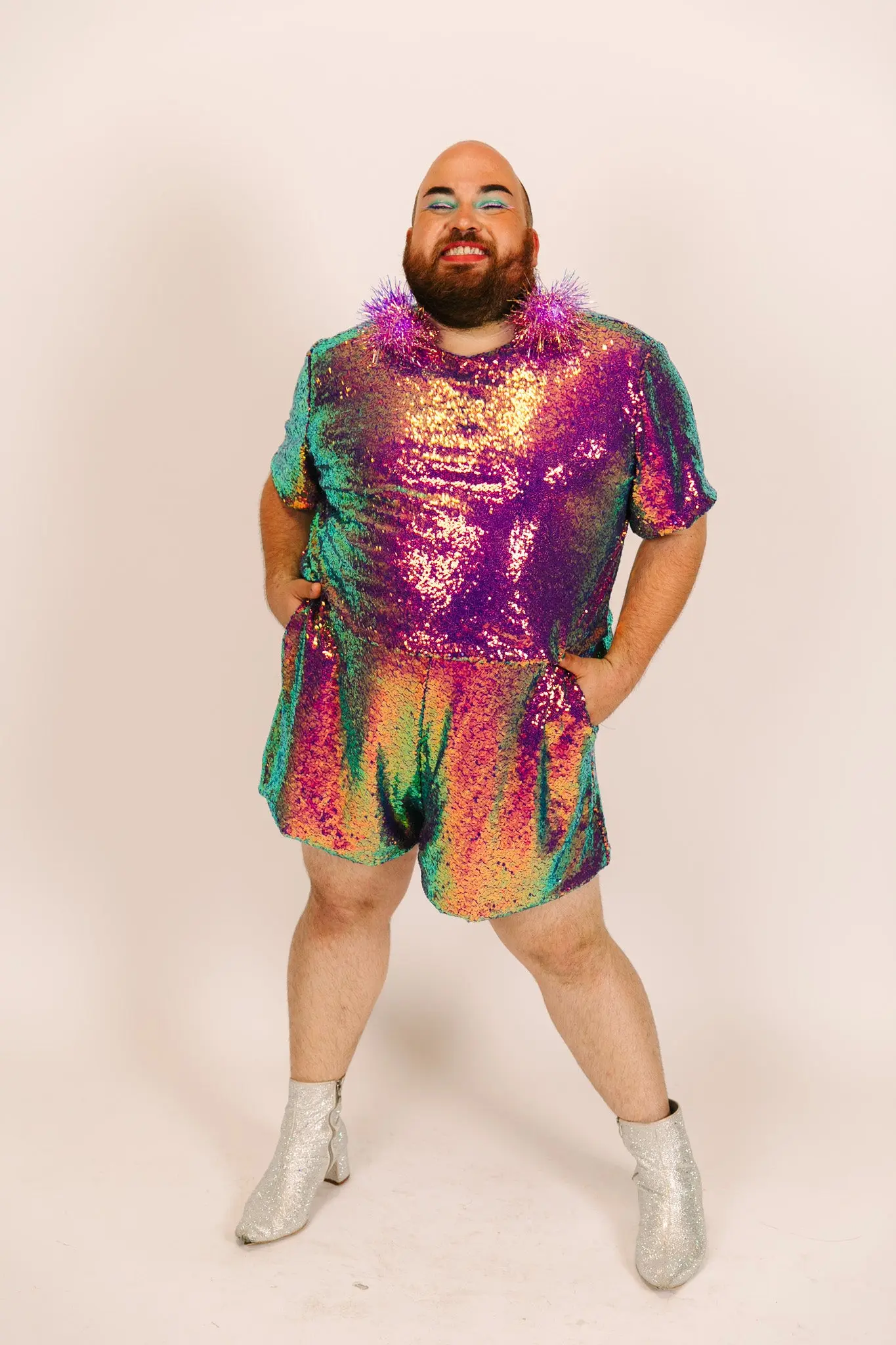 Purple Holographic Sequin Shorts - Image 5