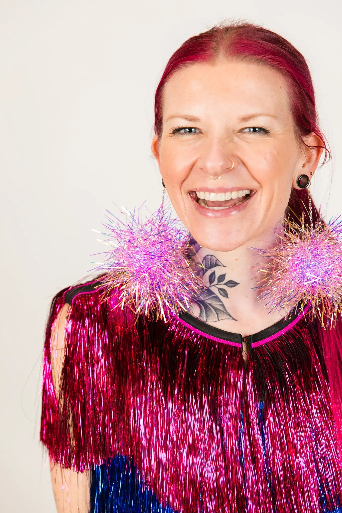 Purple Iridescent Party Pom Earrings - Image 5