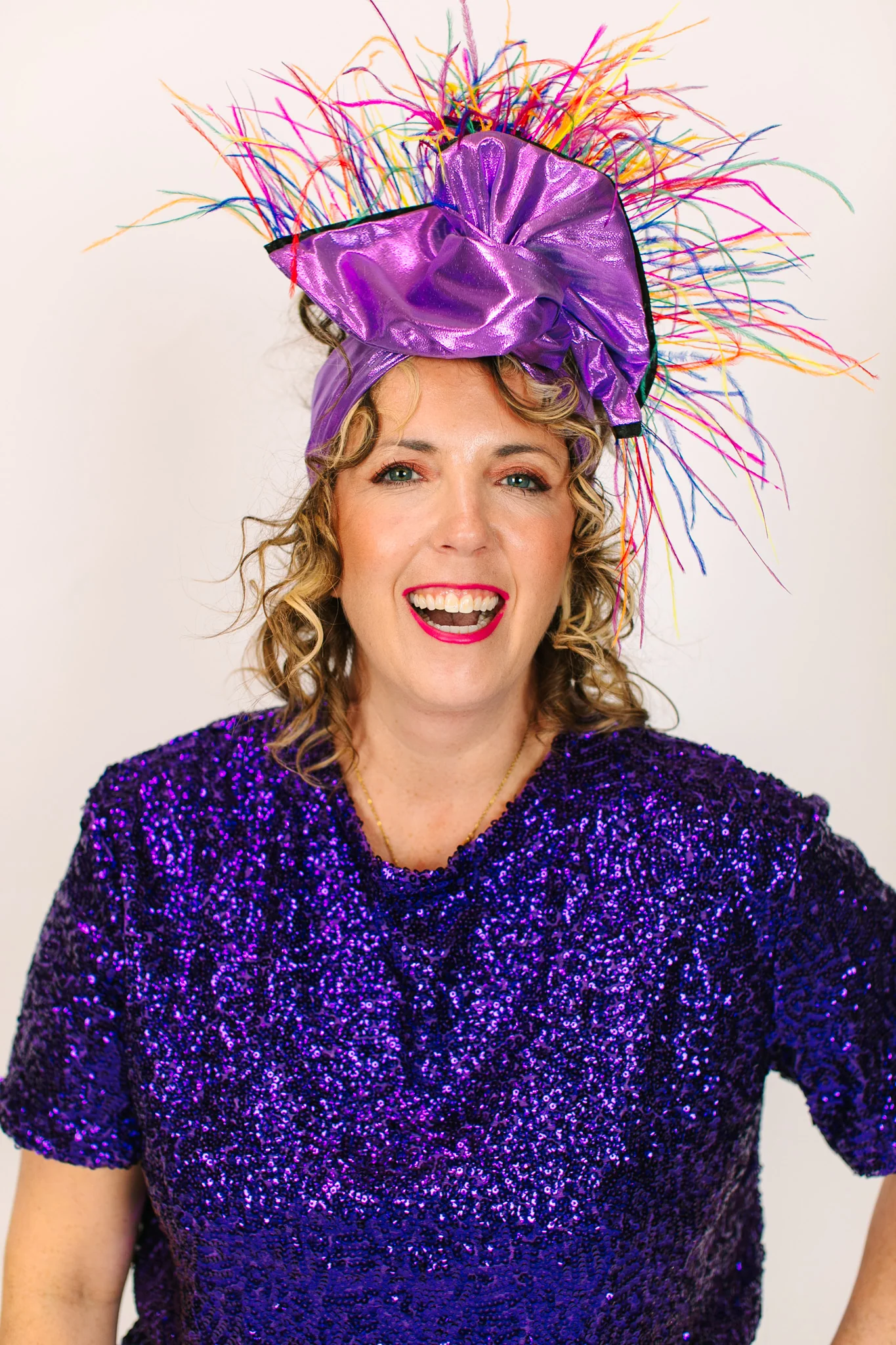 Purple Lame Rainbow Ostrich Feathers
