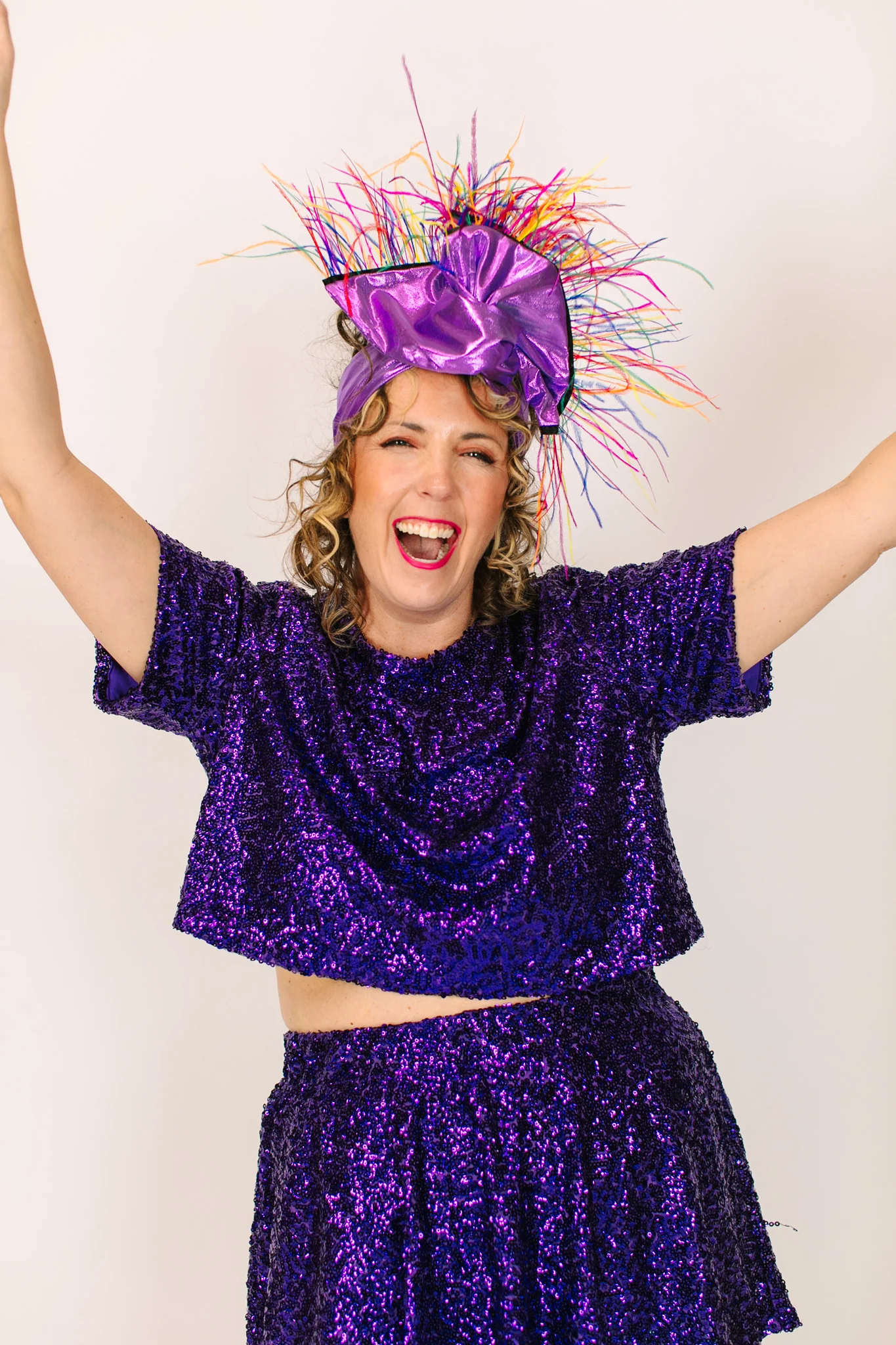 Purple Lame Rainbow Ostrich Feathers - Image 2