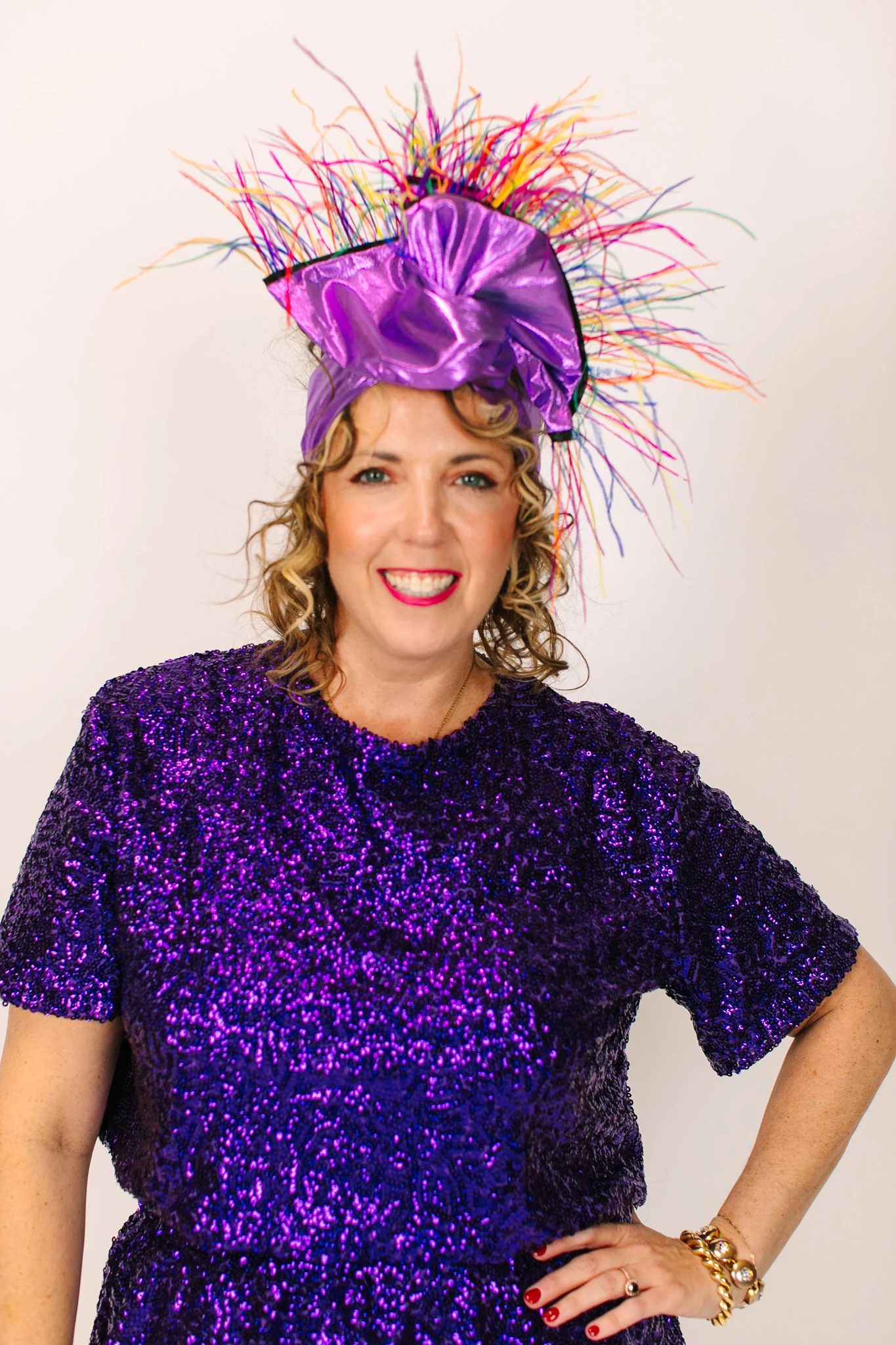 Purple Lame Rainbow Ostrich Feathers - Image 3