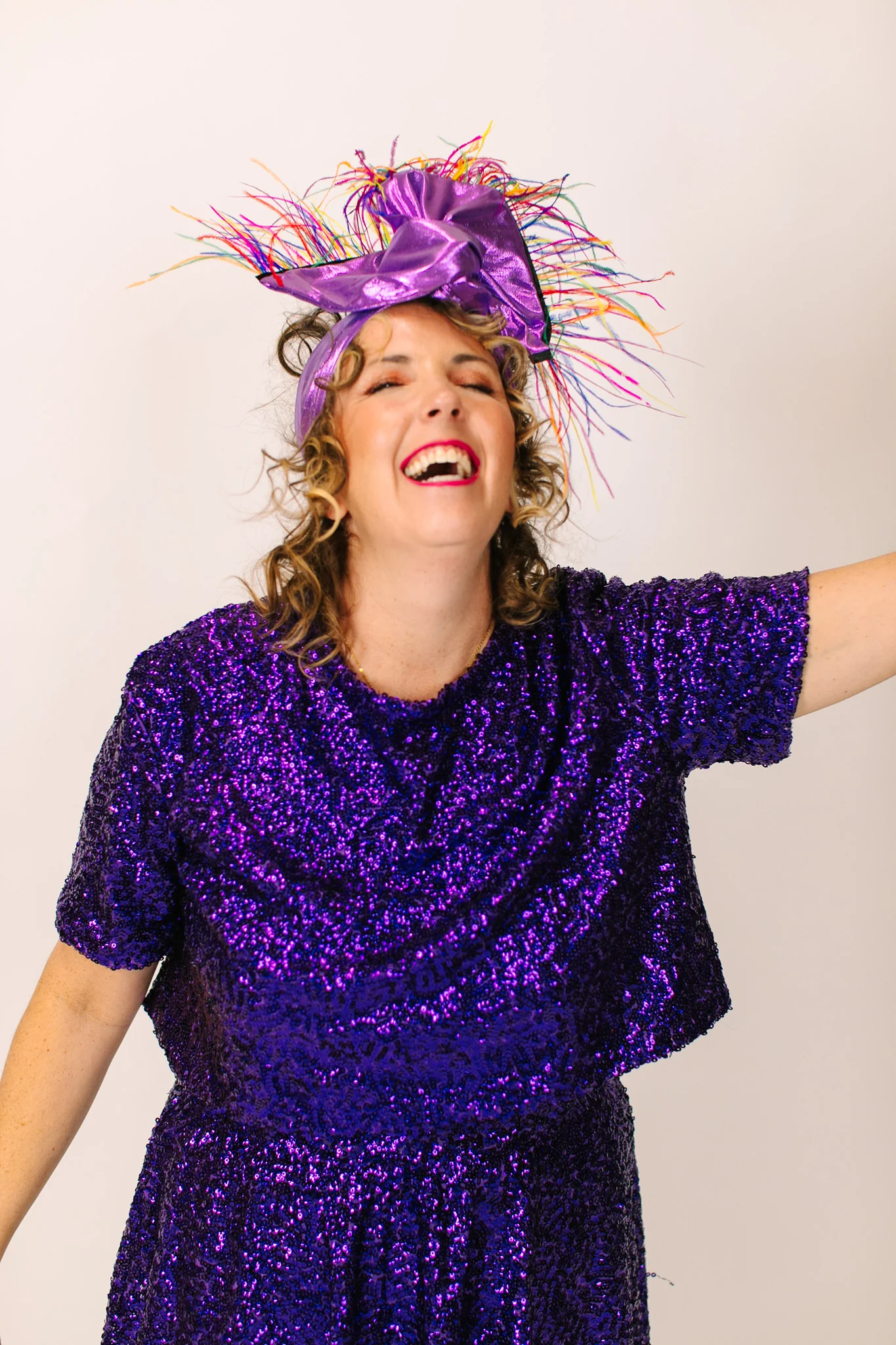 Purple Lame Rainbow Ostrich Feathers - Image 4