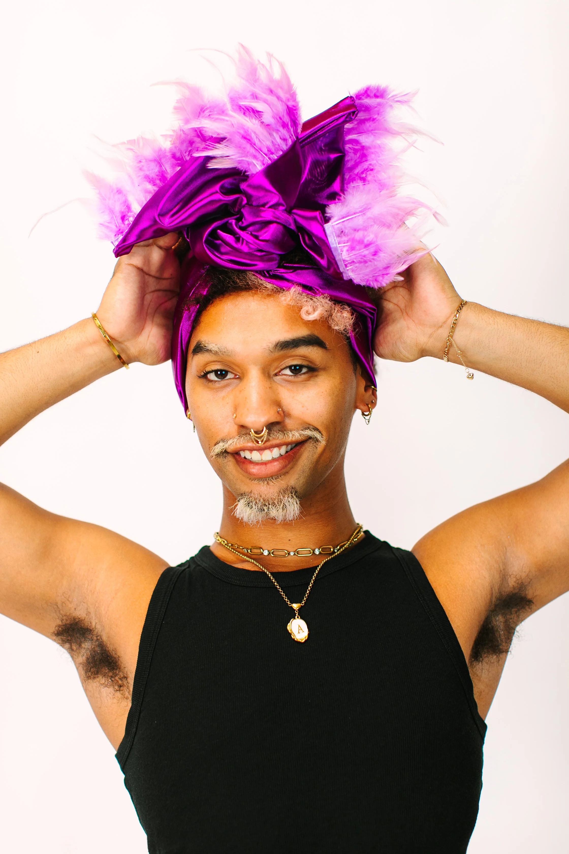Purple Lame With Purple Short Feathers