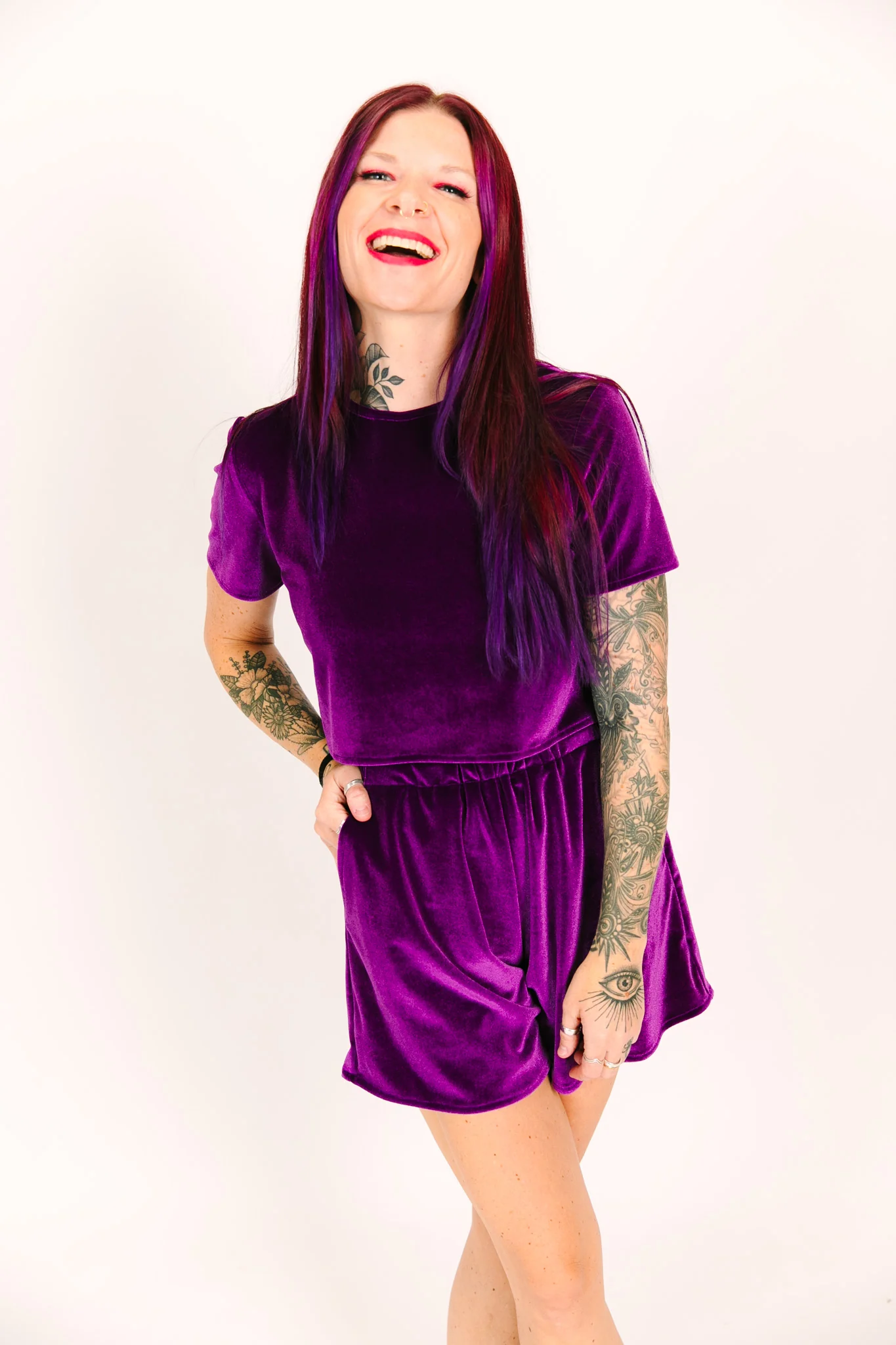 Purple Velvet Baddie Shorts