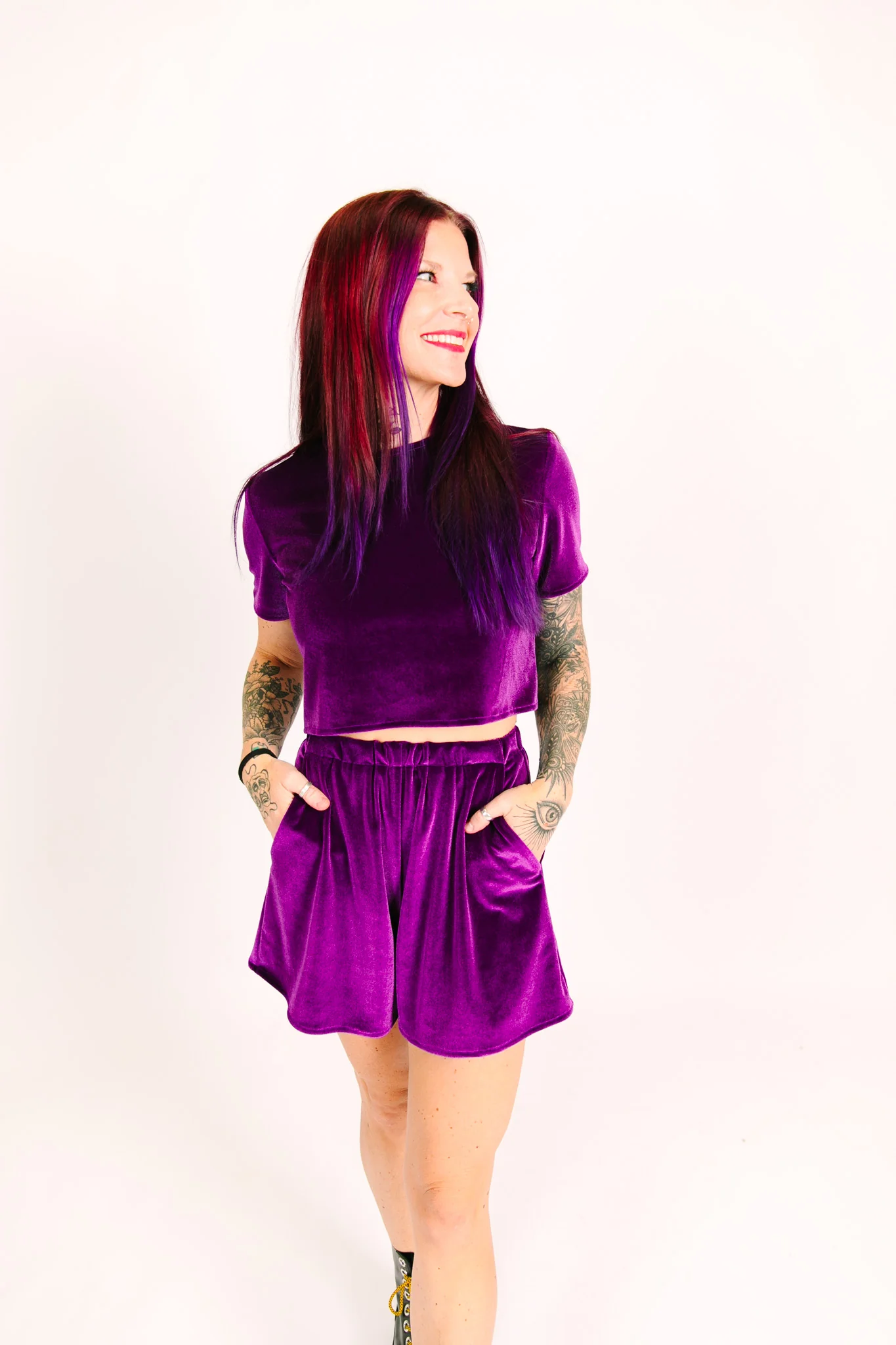 Purple Velvet Baddie Shorts - Image 11