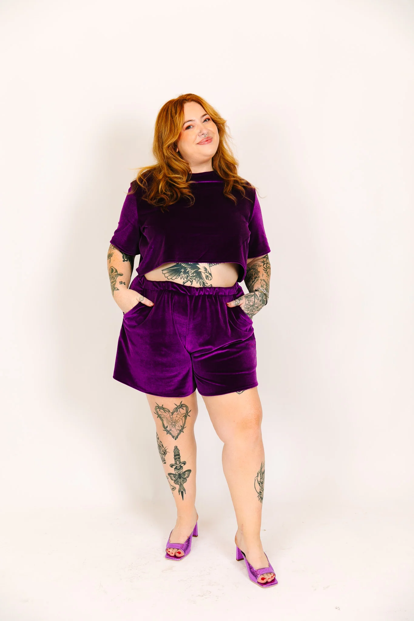 Purple Velvet Baddie Shorts - Image 12