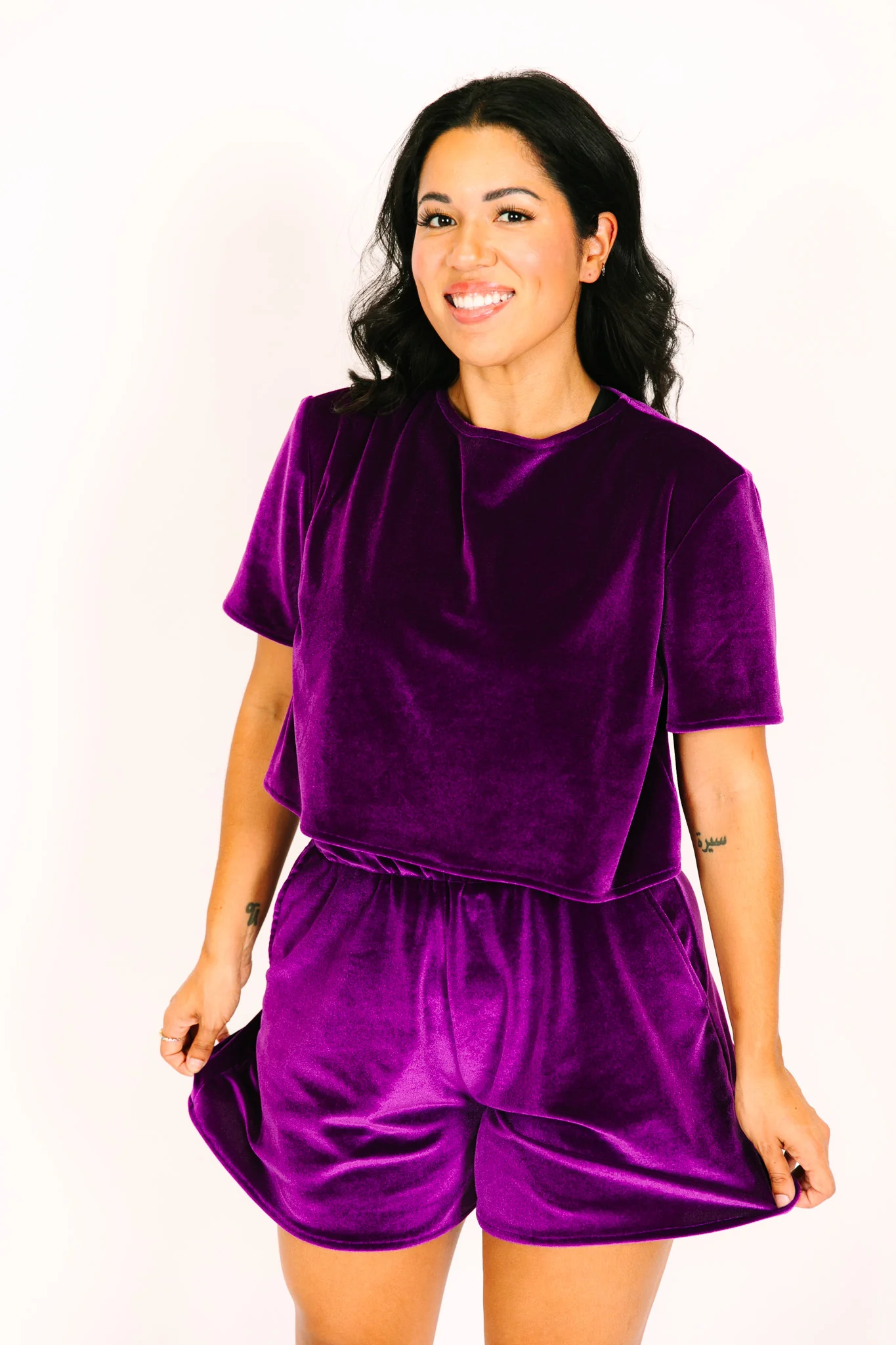 Purple Velvet Baddie Shorts - Image 4