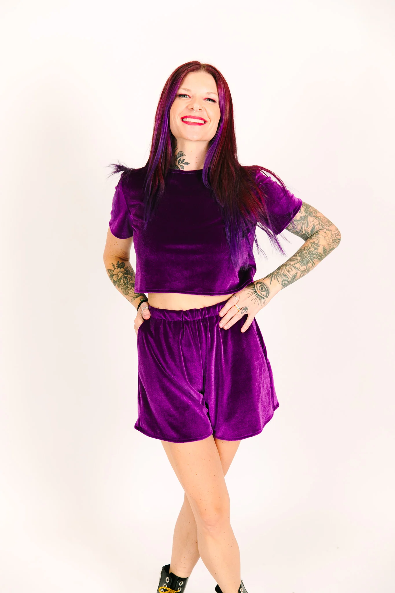 Purple Velvet Baddie Shorts - Image 7