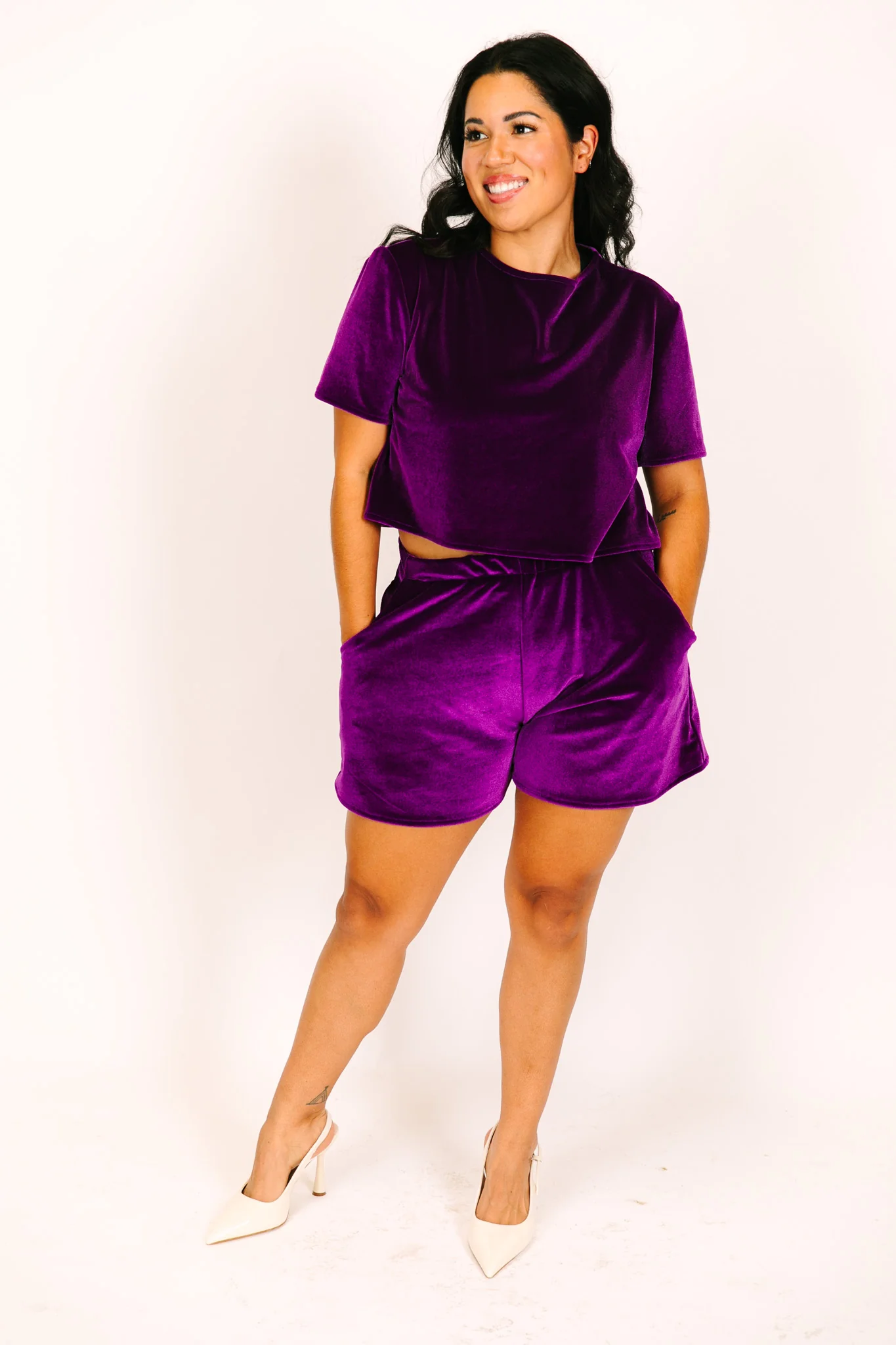 Purple Velvet Baddie Shorts - Image 9