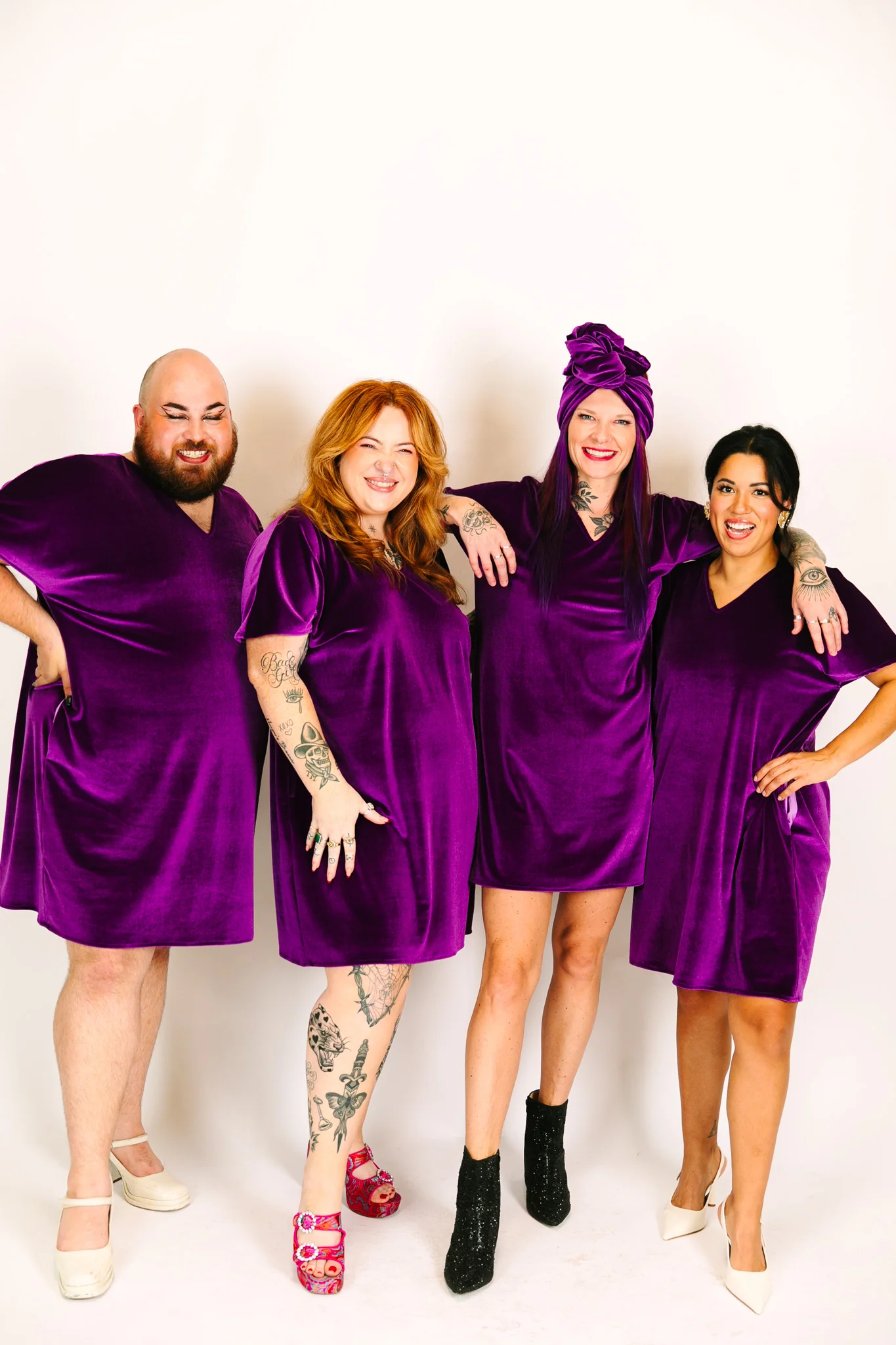 Purple Velvet V-Neck Dress - Image 2