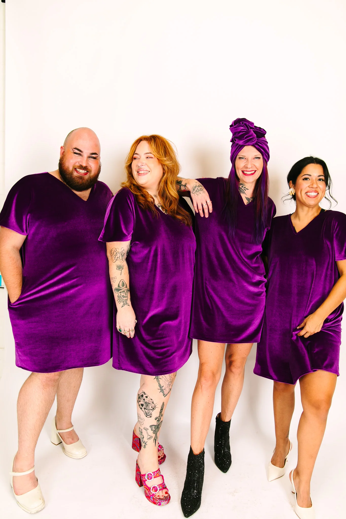 Purple Velvet V-Neck Dress - Image 6