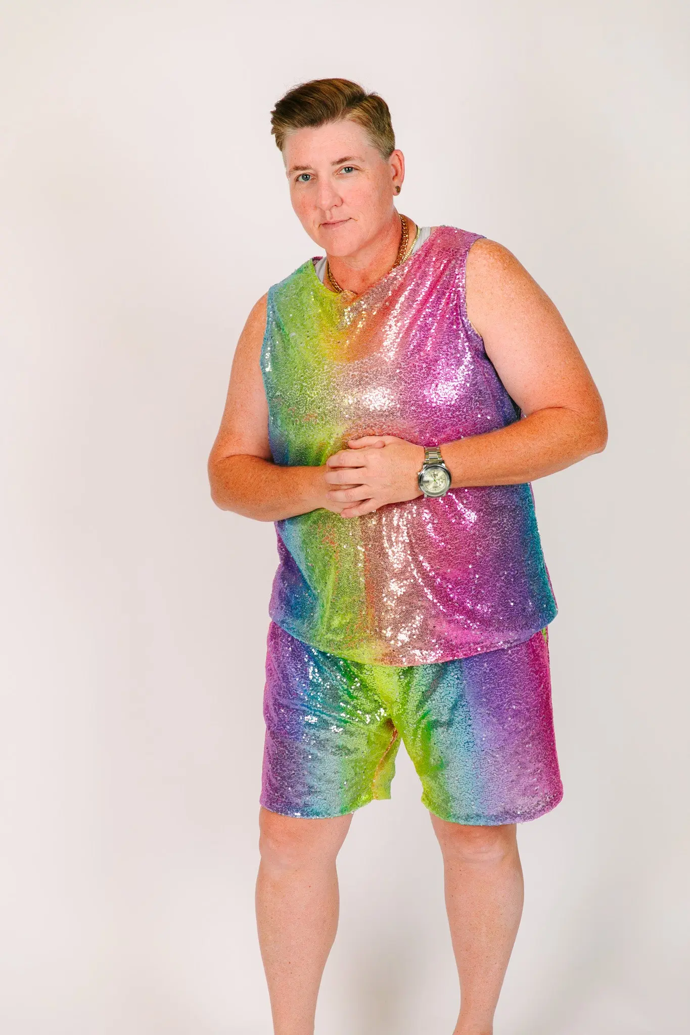 Rainbow Ombre Daddy Sequin Shorts - Image 10