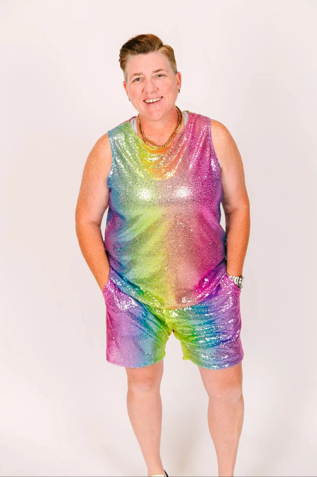 Rainbow Ombre Daddy Sequin Shorts - Image 3