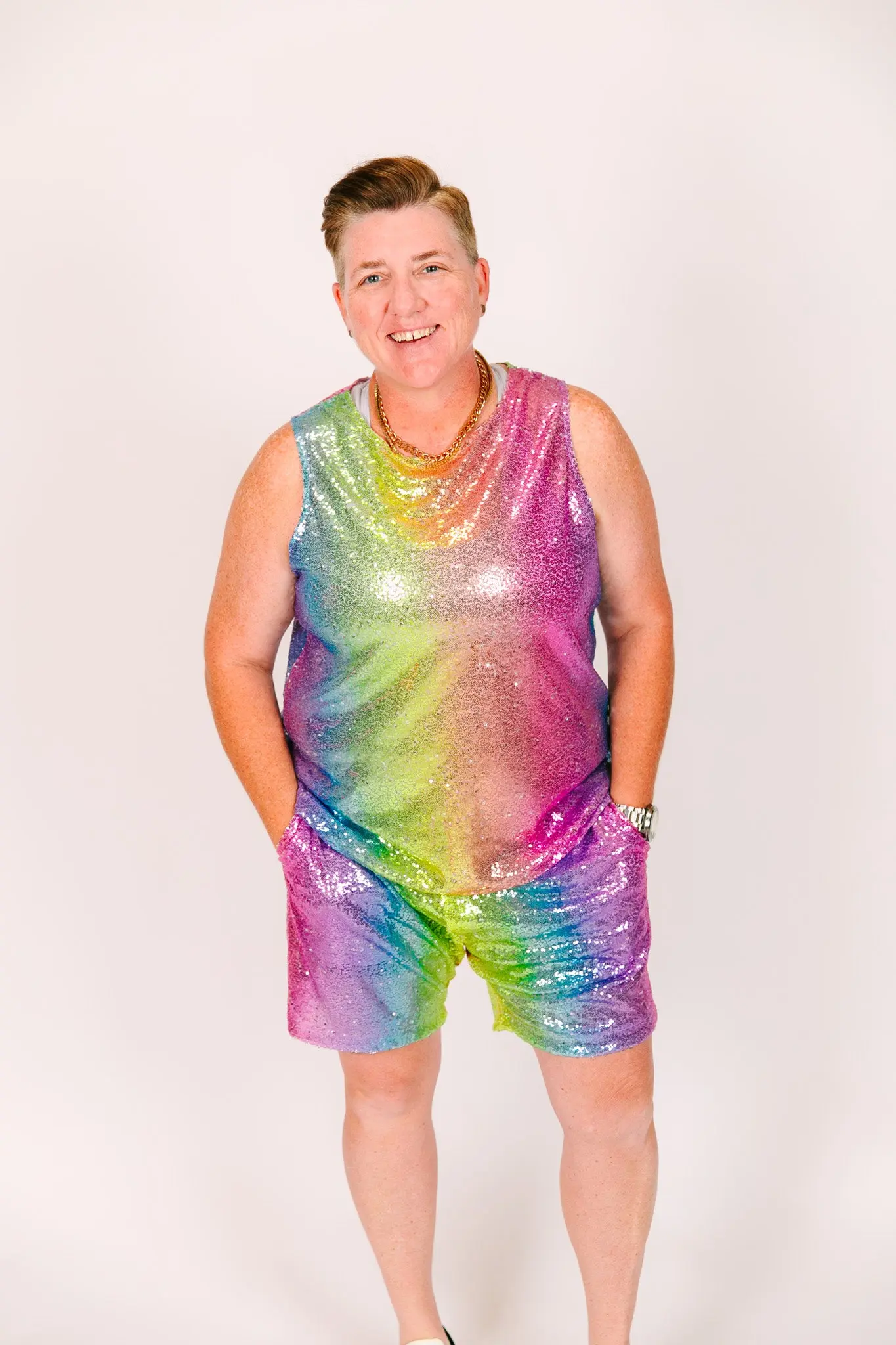 Rainbow Ombre Daddy Sequin Shorts - Image 6