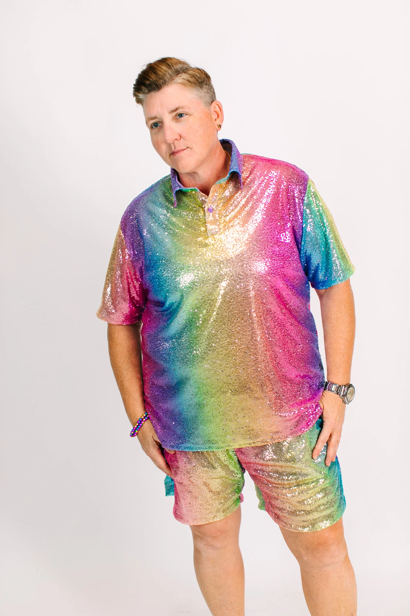 Rainbow Ombre Sequin Polo - Image 4