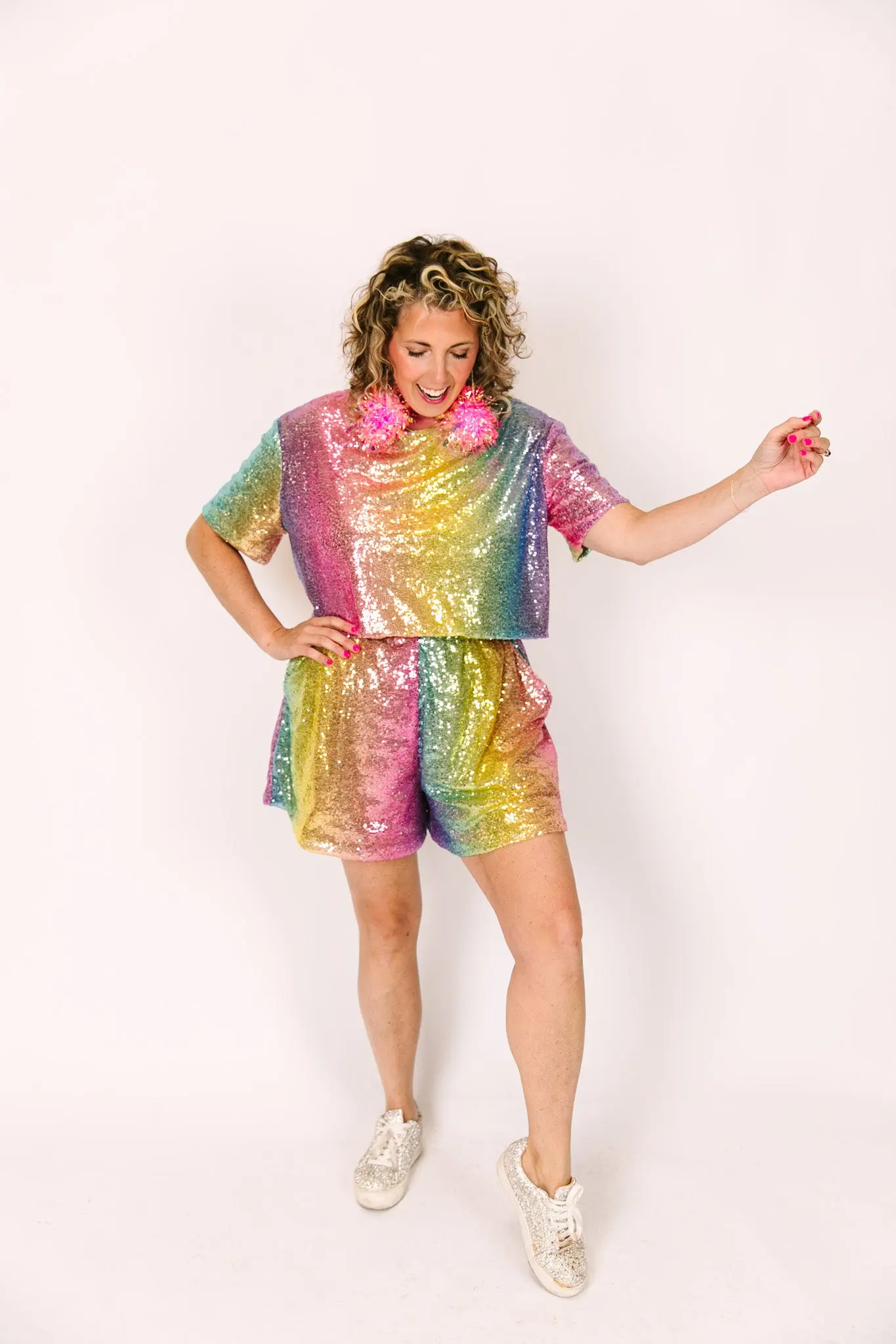 Rainbow Ombre Sequin Baddie Shorts - Image 8