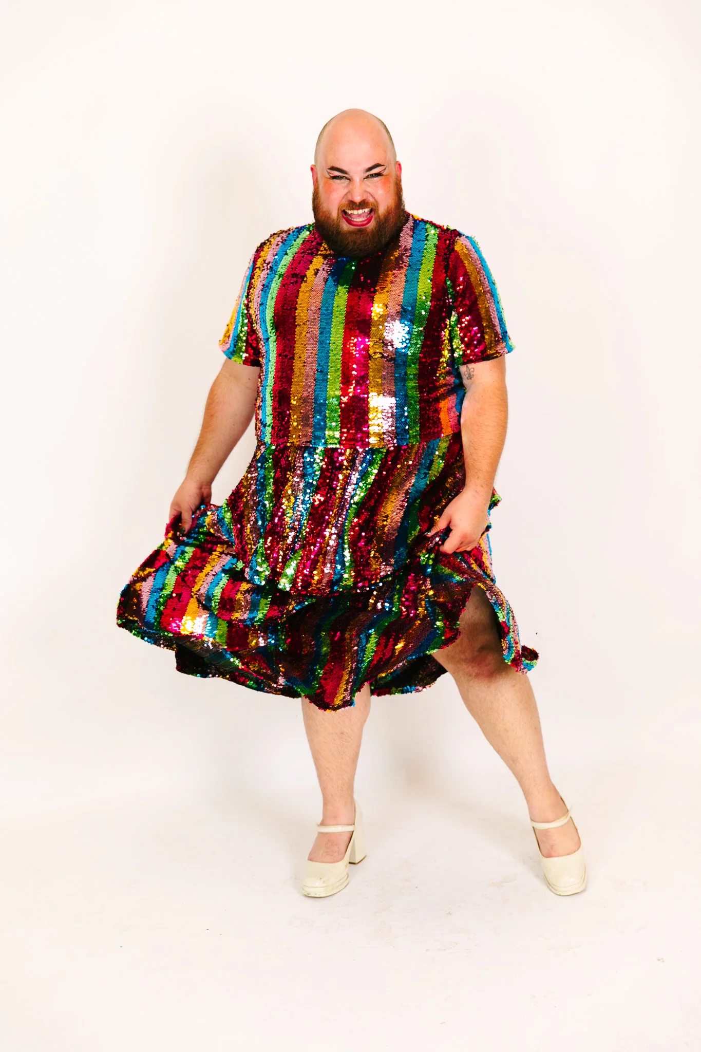Rainbow Stripe 3-Tiered Sequin Skirt - Image 10