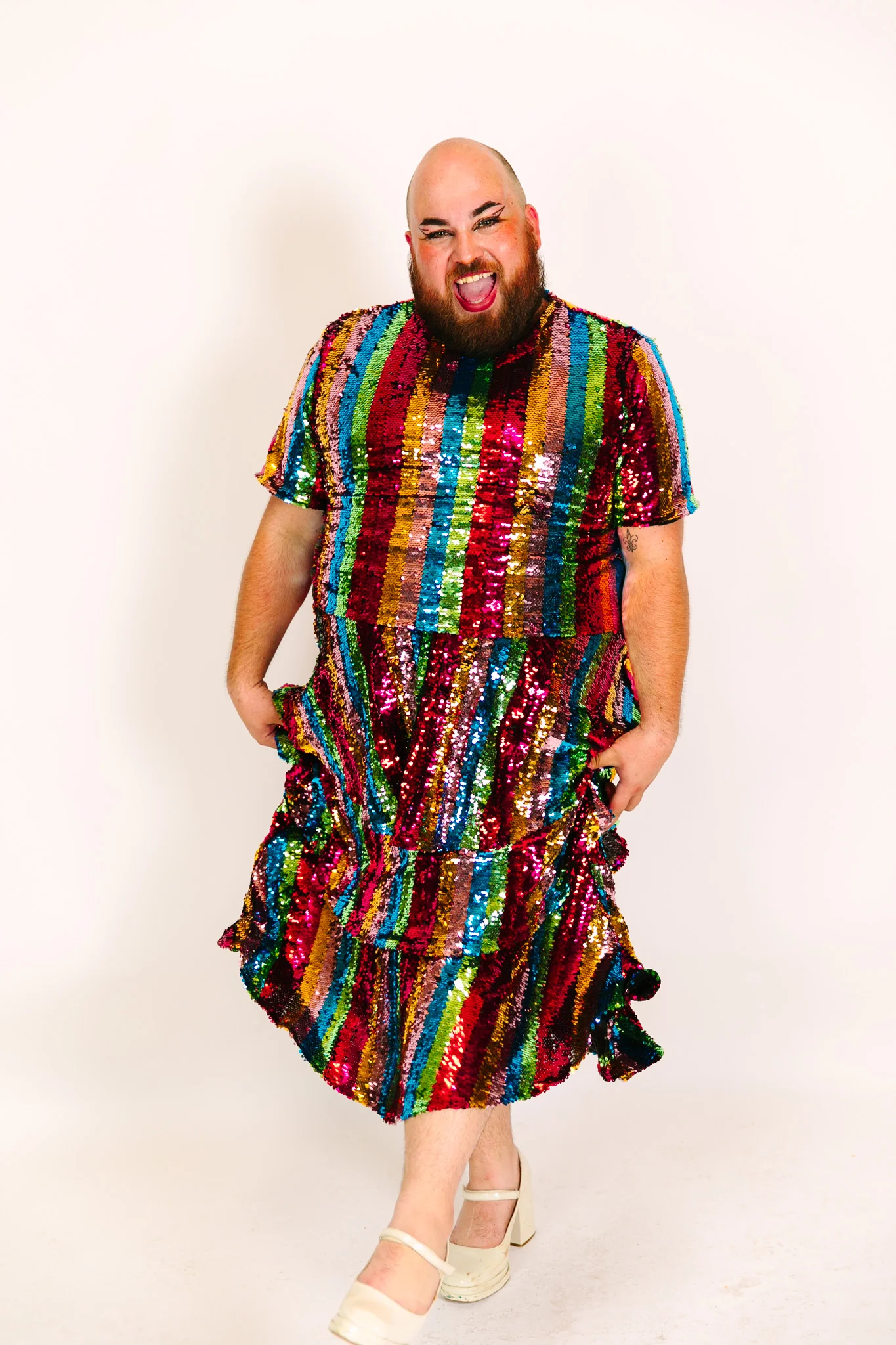 Rainbow Stripe 3-Tiered Sequin Skirt - Image 15