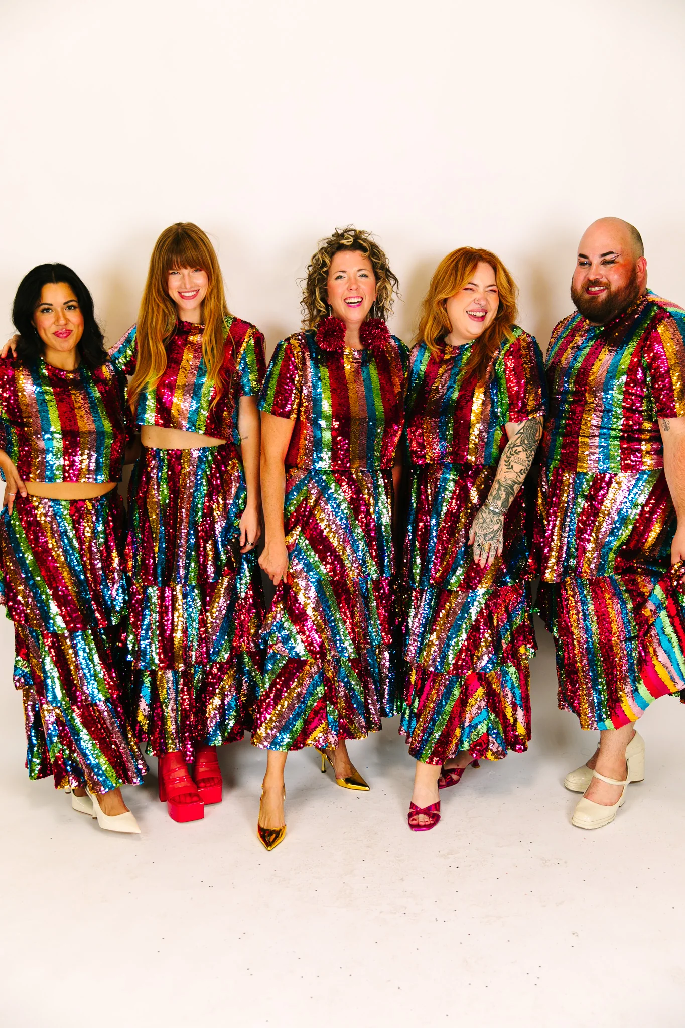 Rainbow Stripe 3-Tiered Sequin Skirt - Image 2