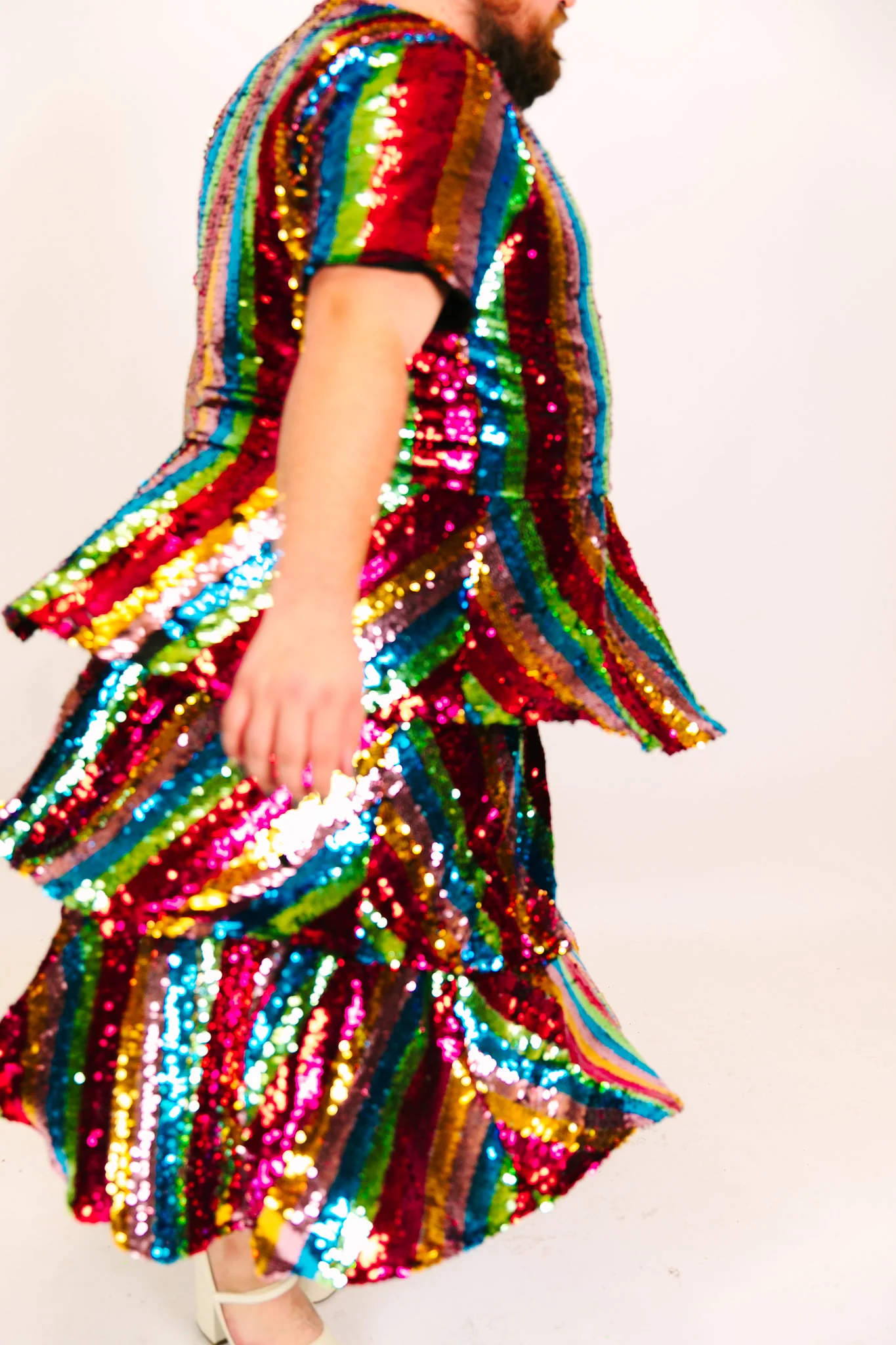 Rainbow Stripe 3-Tiered Sequin Skirt - Image 5