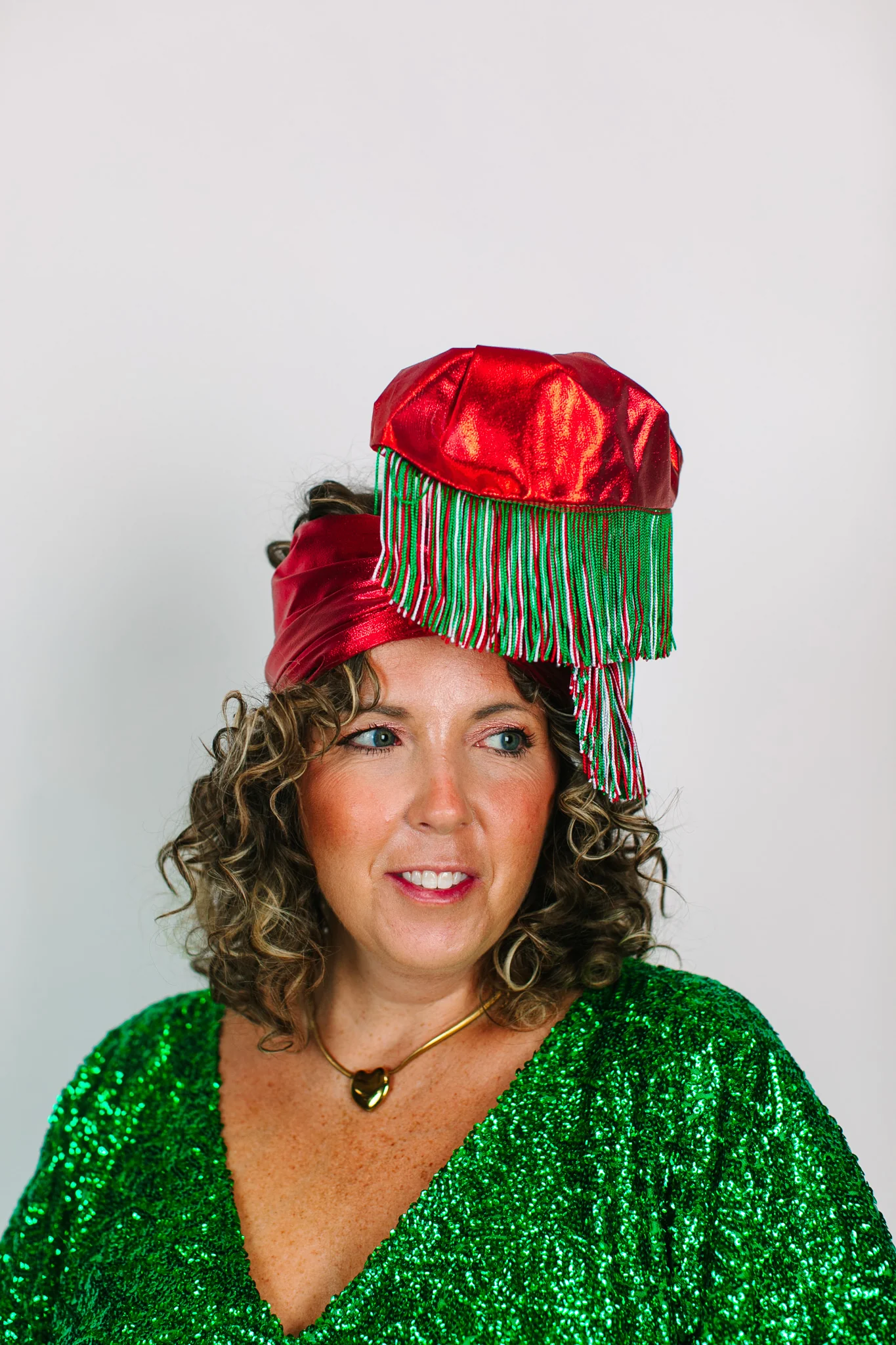 Red Lame With Holiday Fringe Party Wrap - Image 2