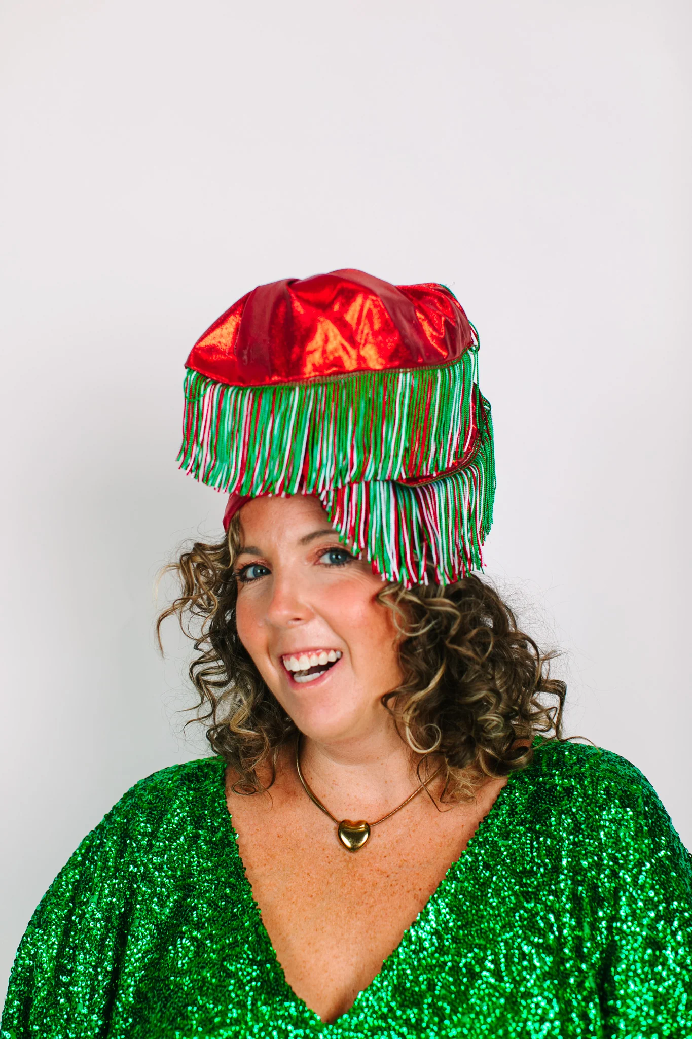 Red Lame With Holiday Fringe Party Wrap - Image 3