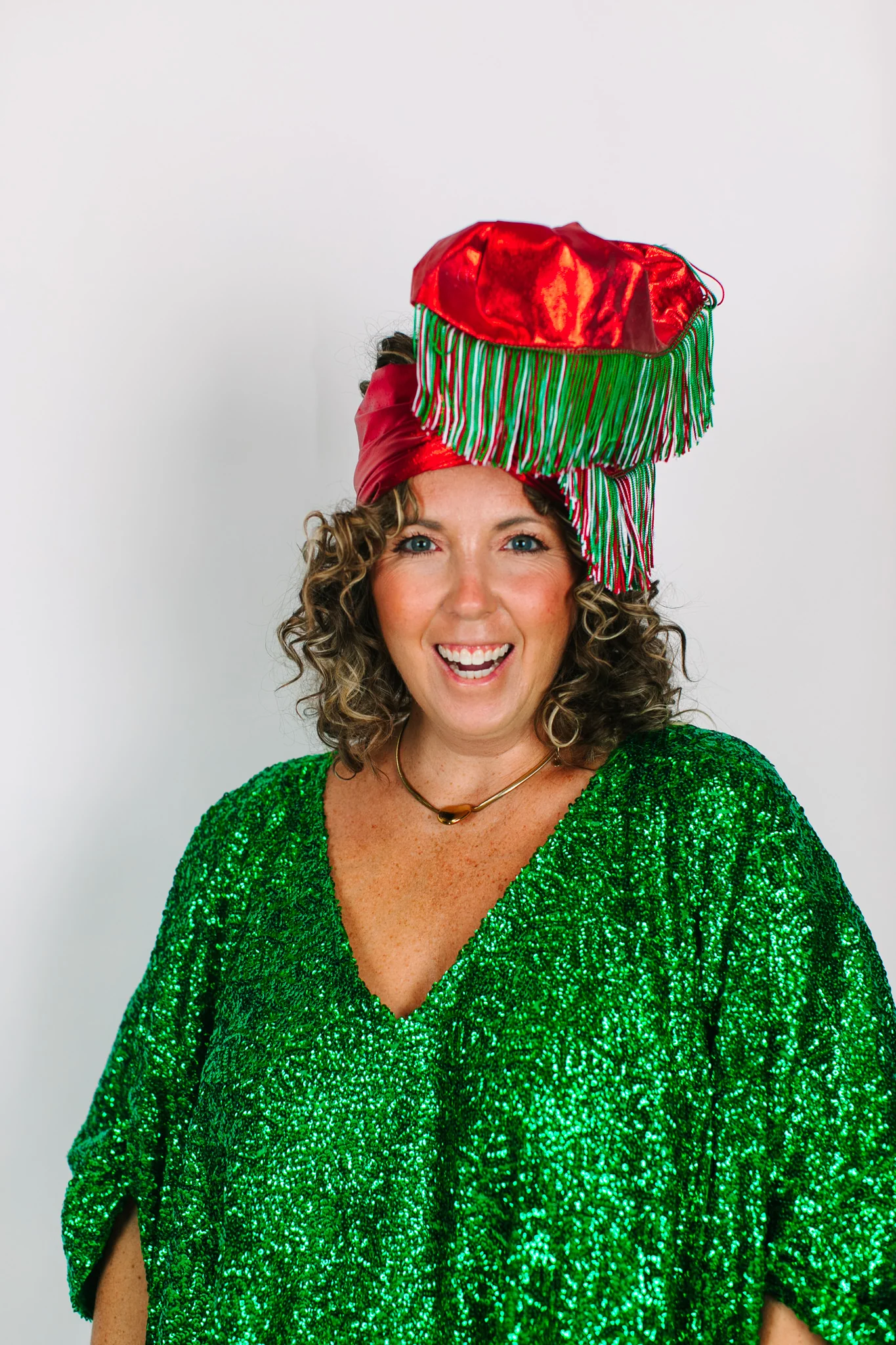 Red Lame With Holiday Fringe Party Wrap - Image 6