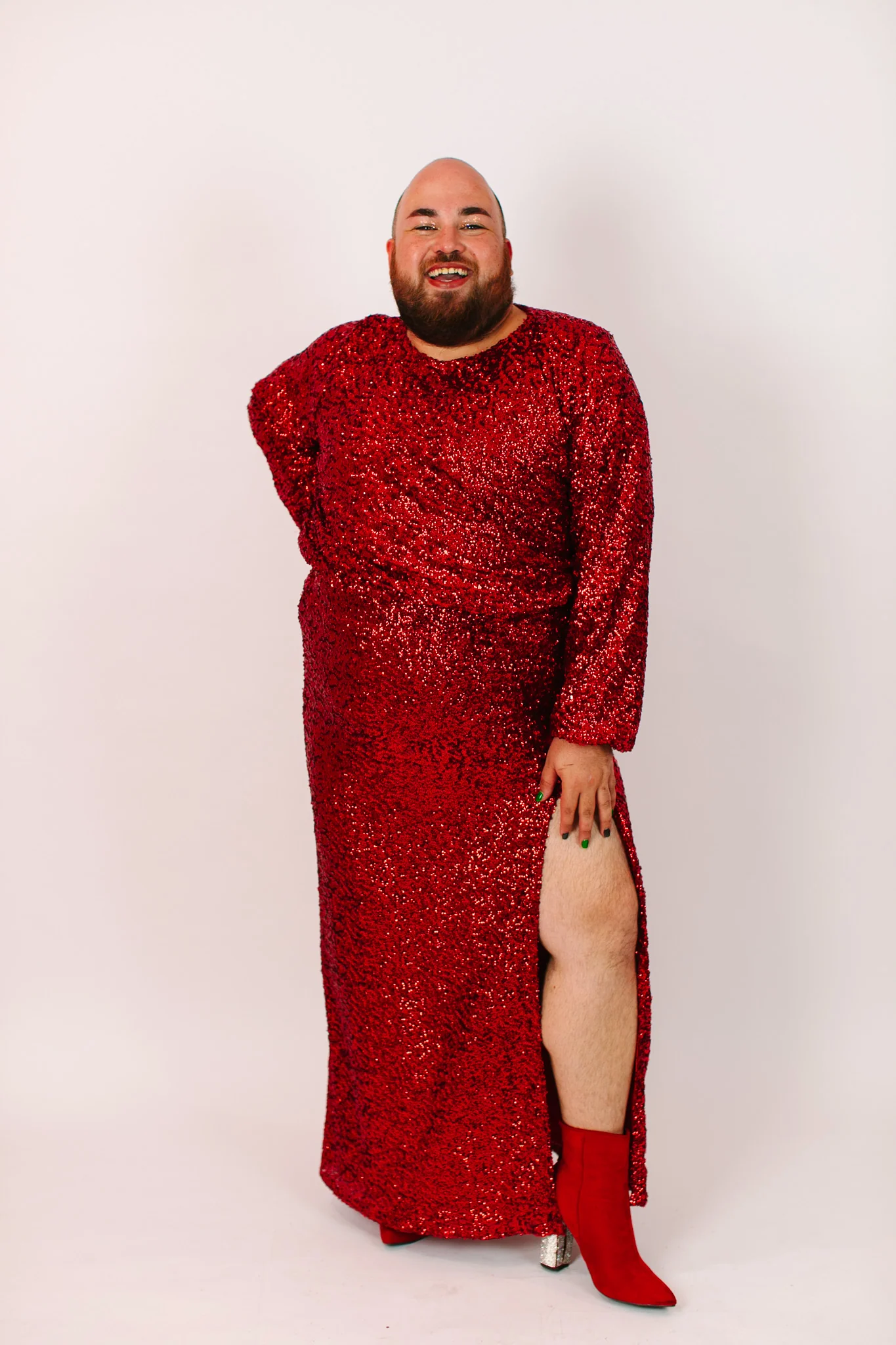 Red Sequin Long Sleeve Crop Top - Image 15