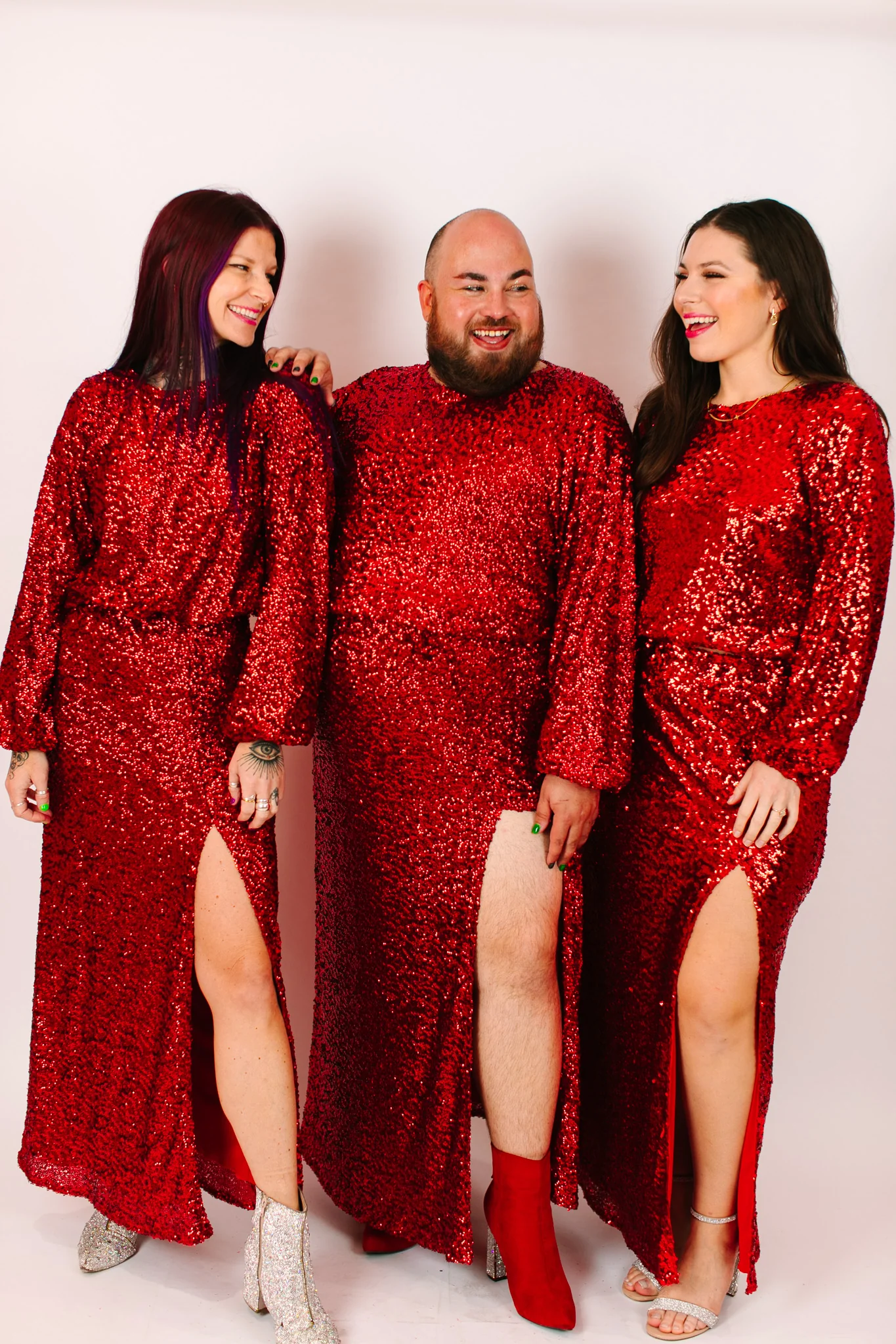 Red Sequin Long Sleeve Crop Top - Image 6