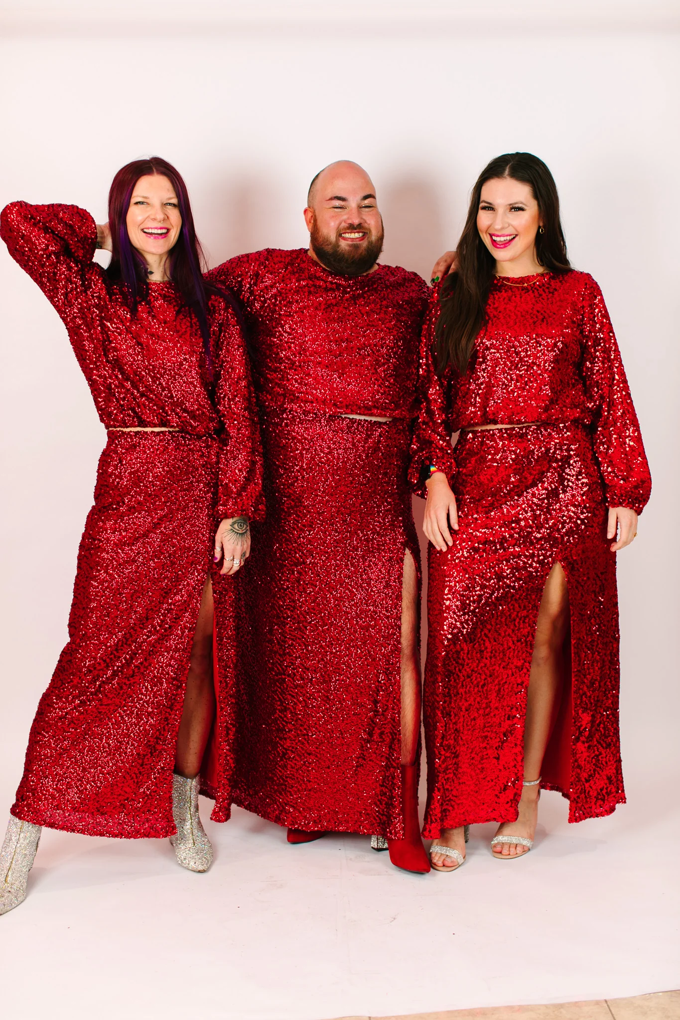 Red Sequin Slit Skirt - Image 3